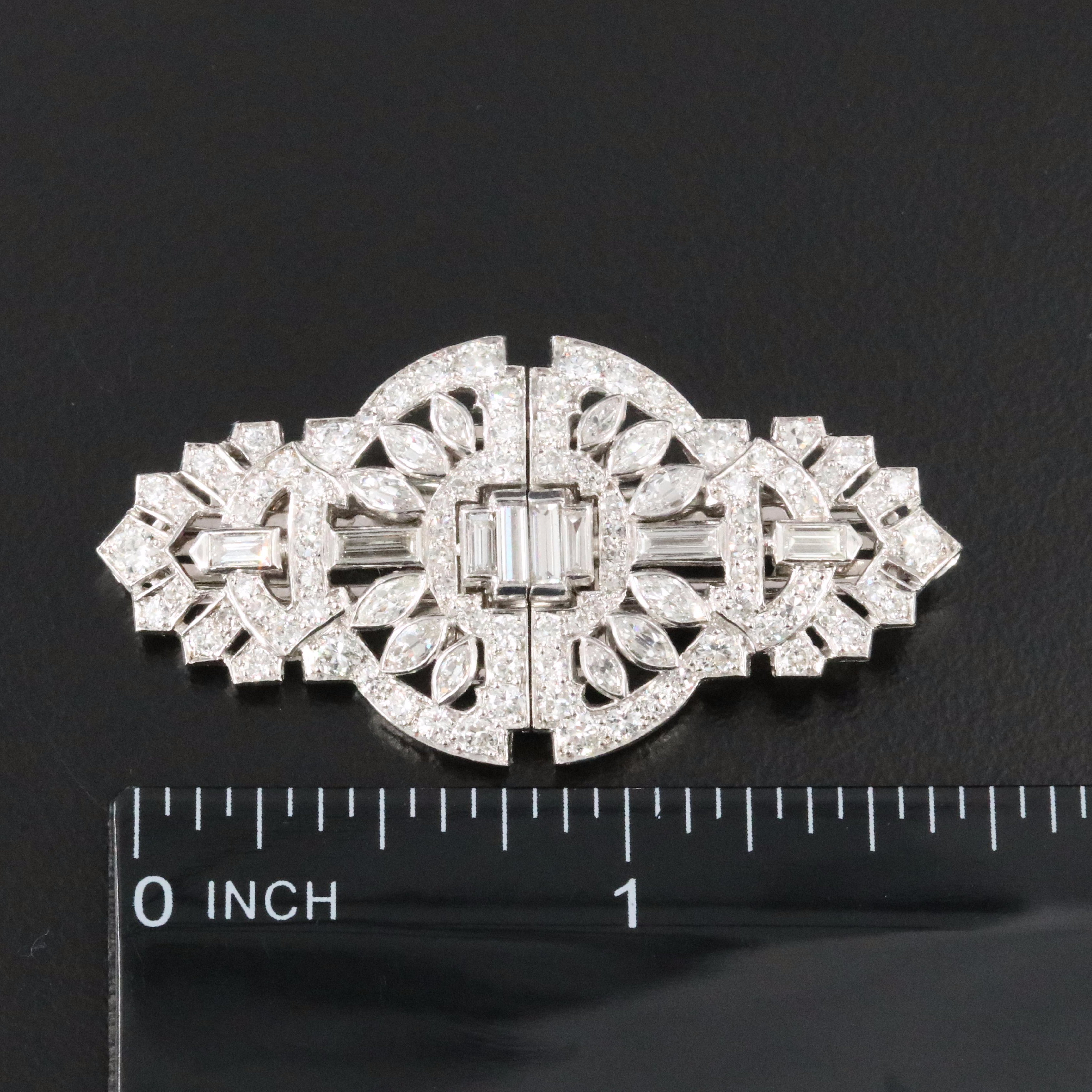 Vintage 14K 3.50 CTW Diamond Duette Brooch