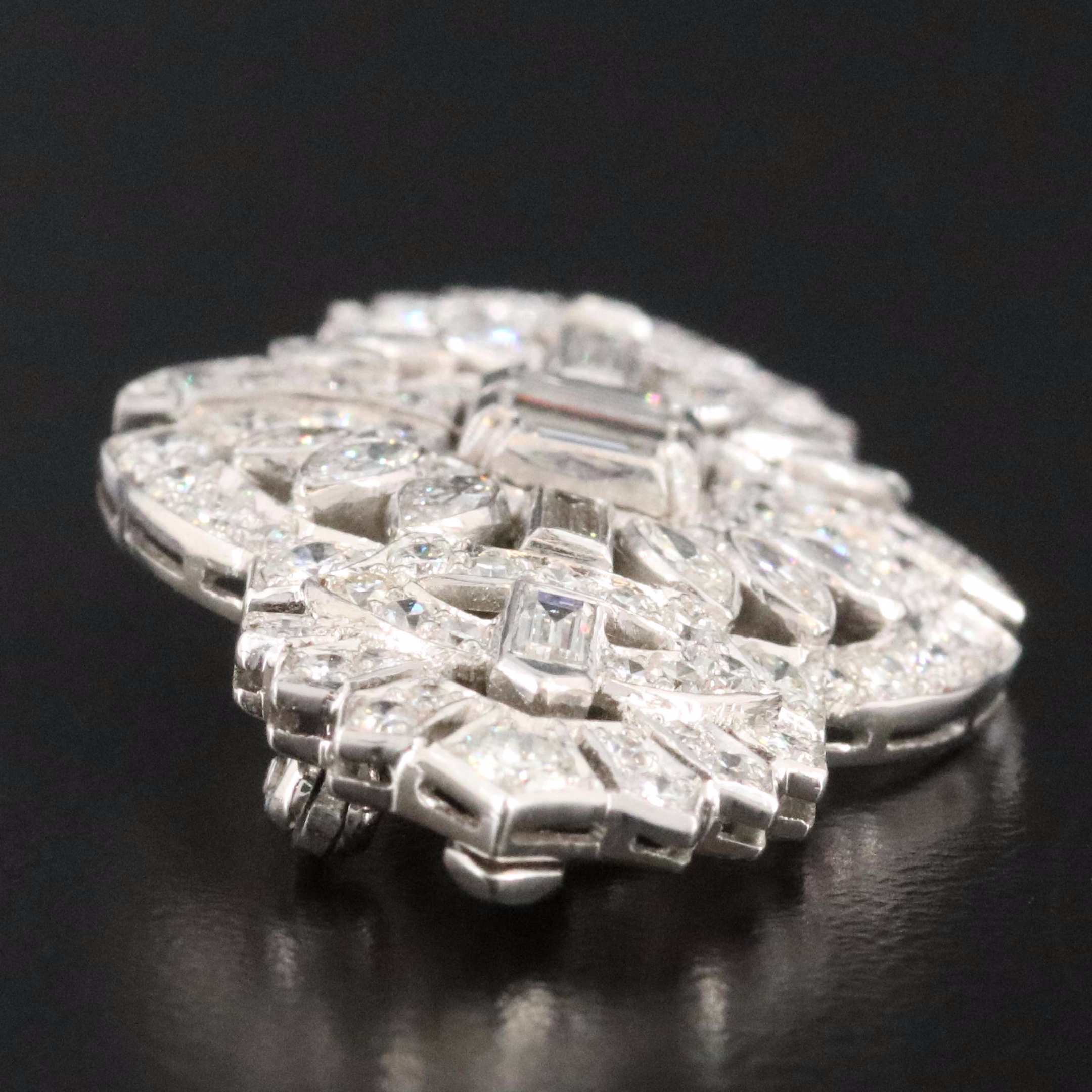 Vintage 14K 3.50 CTW Diamond Duette Brooch