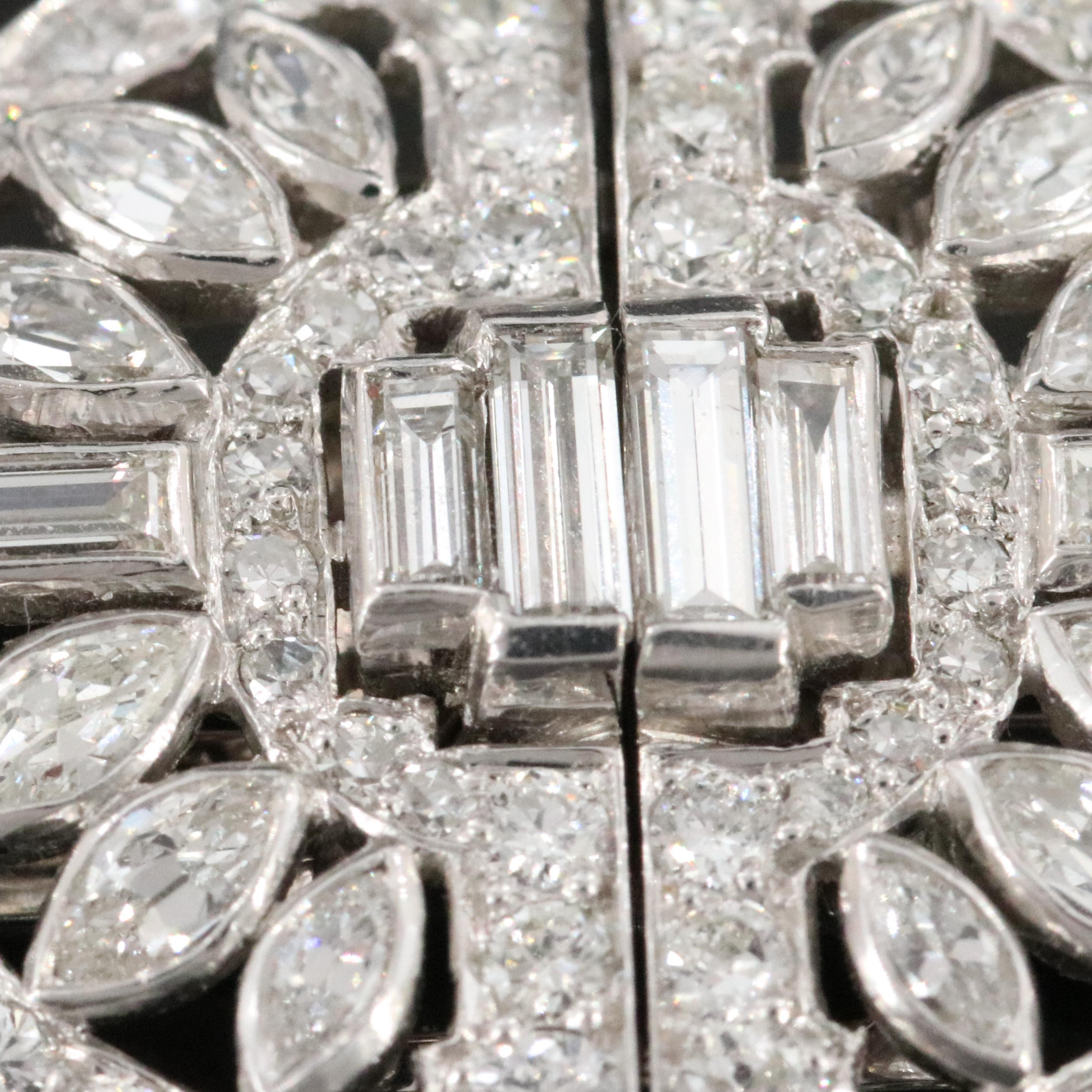 Vintage 14K 3.50 CTW Diamond Duette Brooch