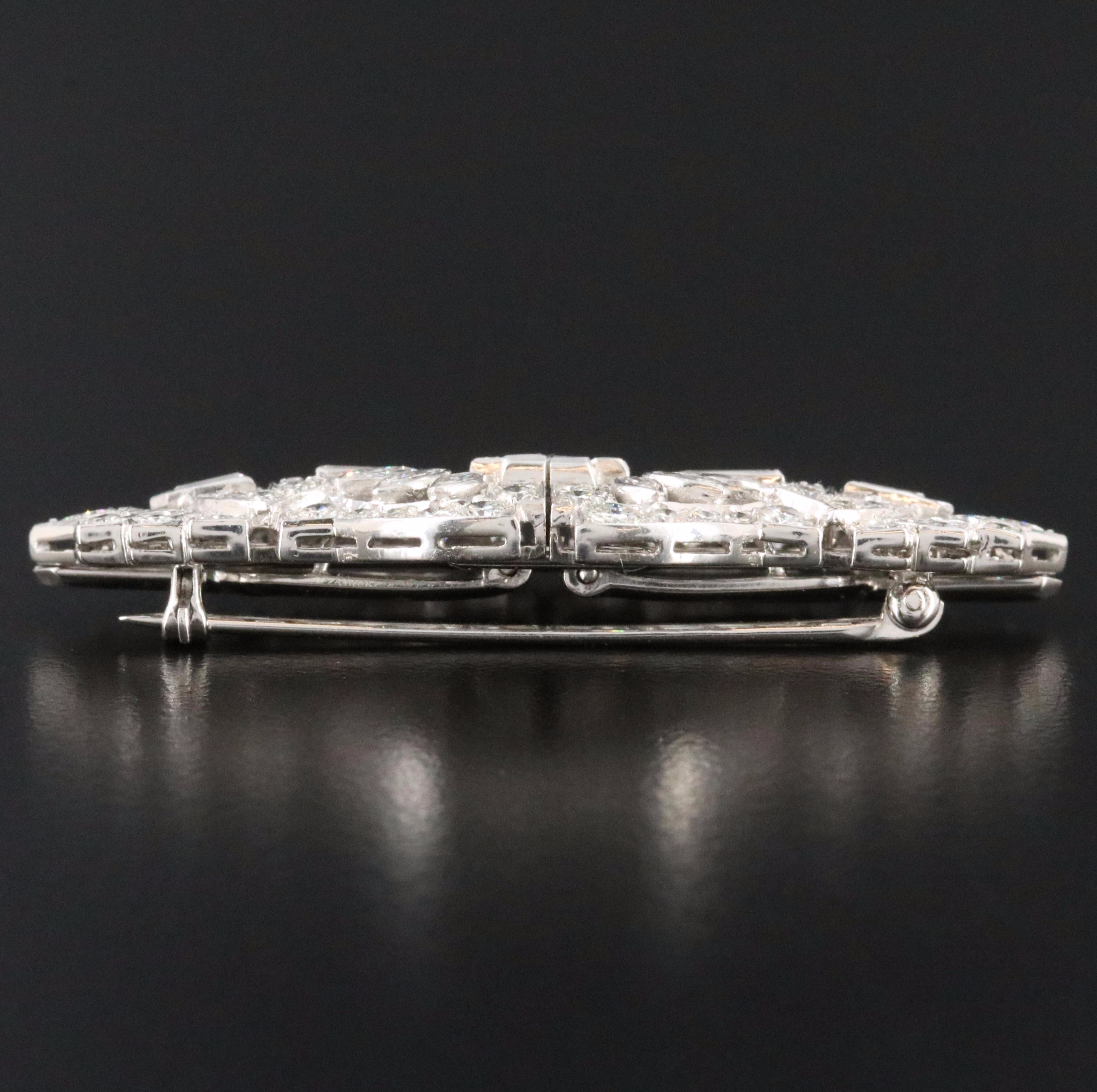 Vintage 14K 3.50 CTW Diamond Duette Brooch