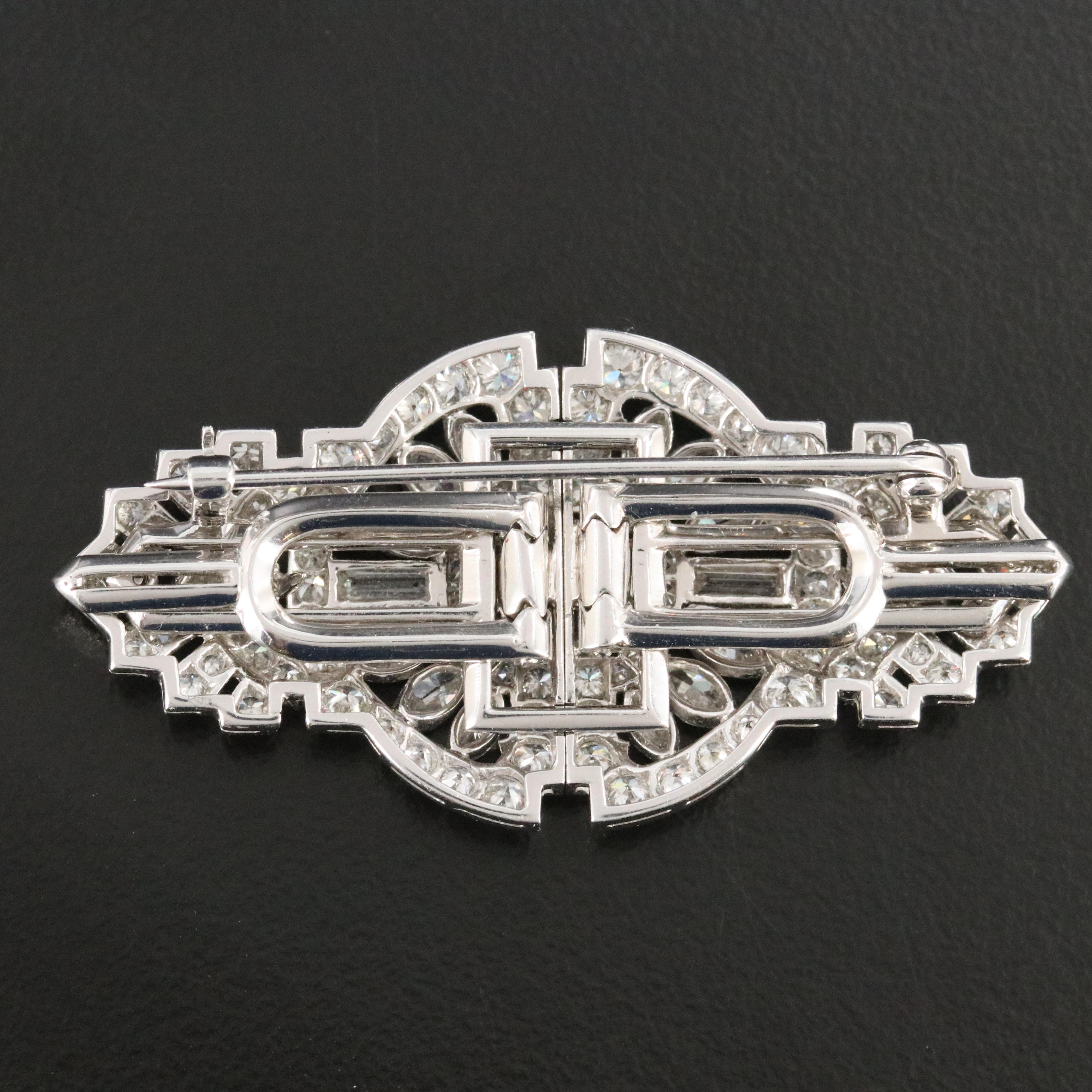Vintage 14K 3.50 CTW Diamond Duette Brooch