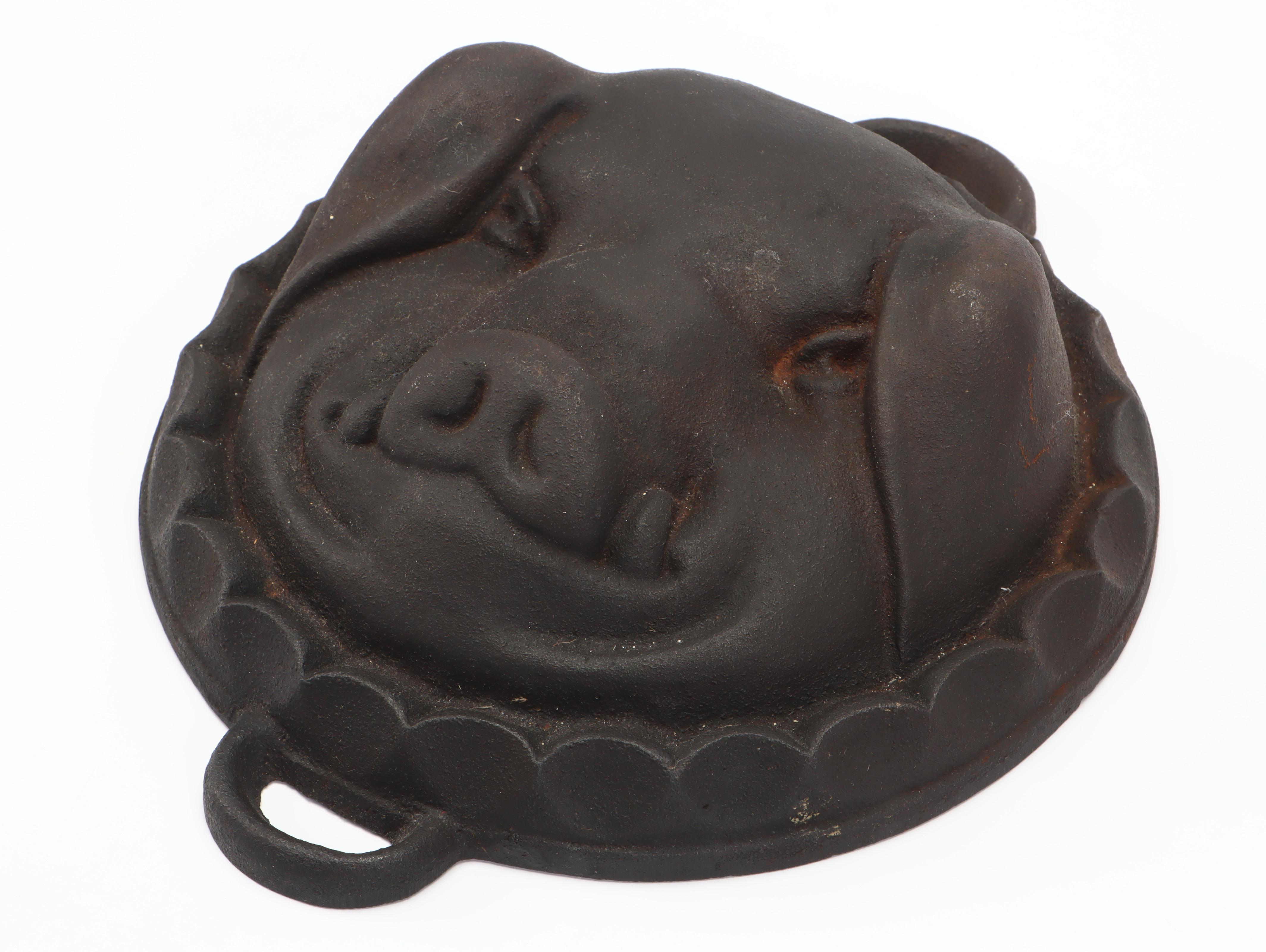 Cast Iron Pig-Shaped Head Cheese Mold, 20th Century