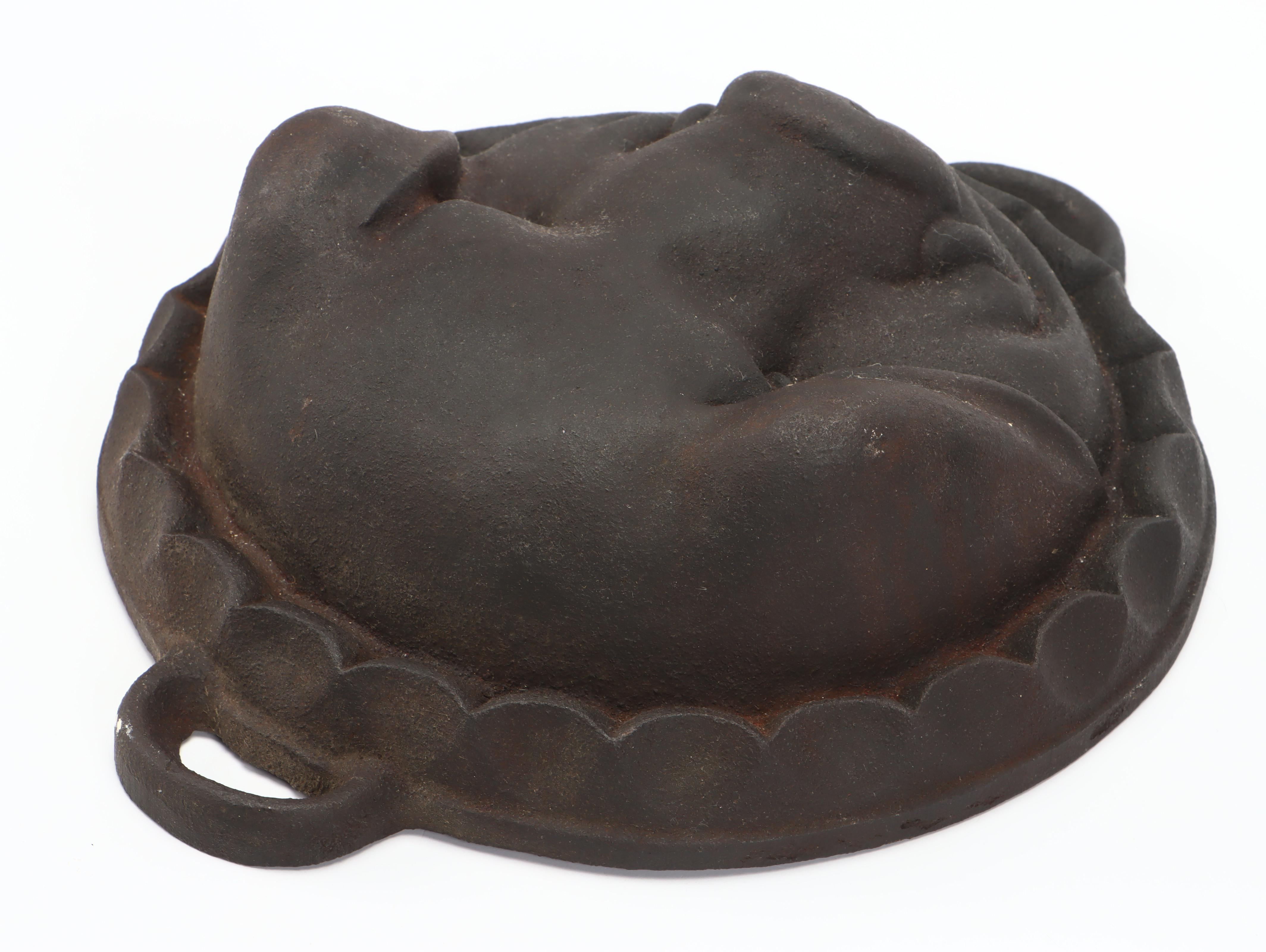 Cast Iron Pig-Shaped Head Cheese Mold, 20th Century