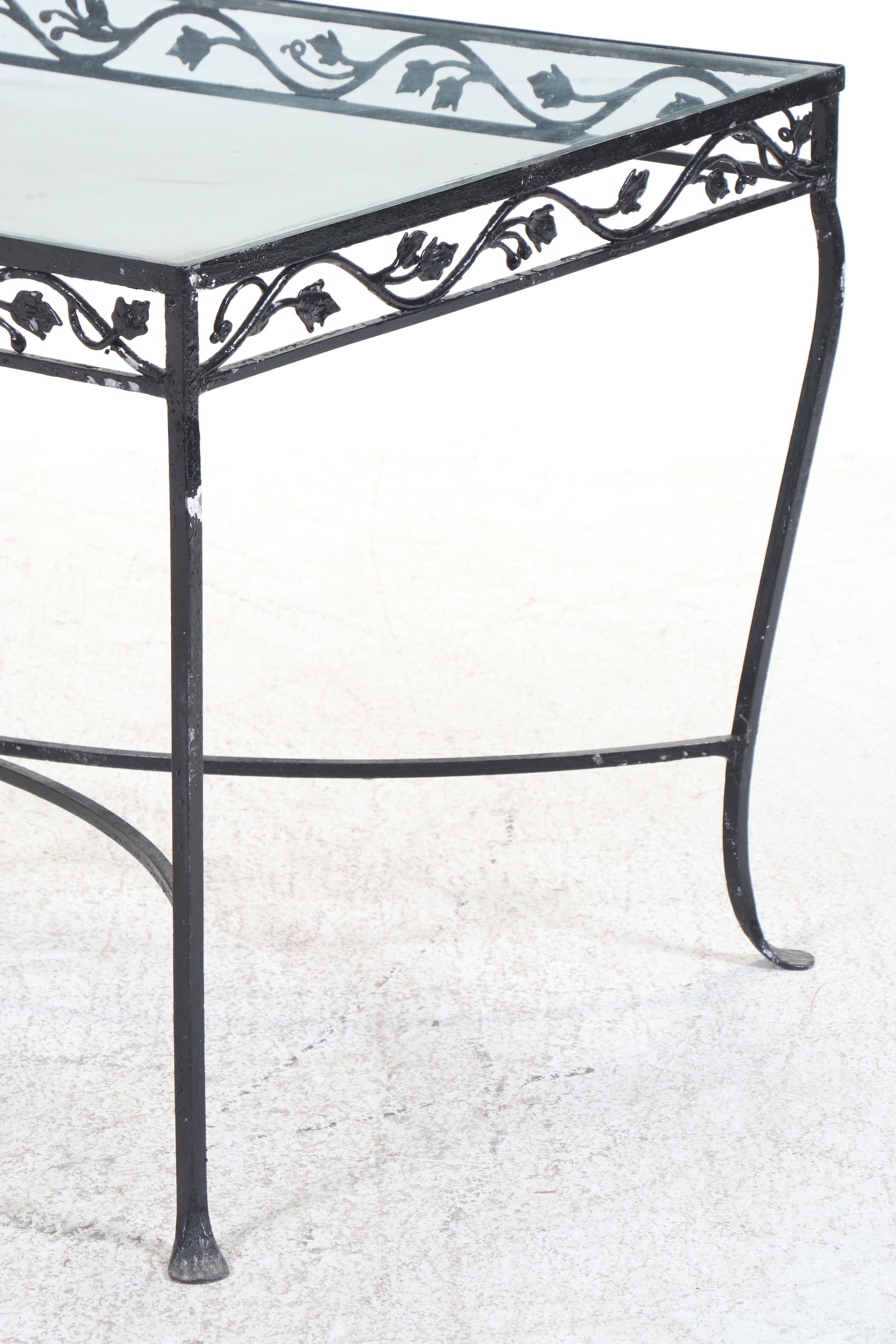 Glass Top Wrought Iron Dining Table, Late 20th Century