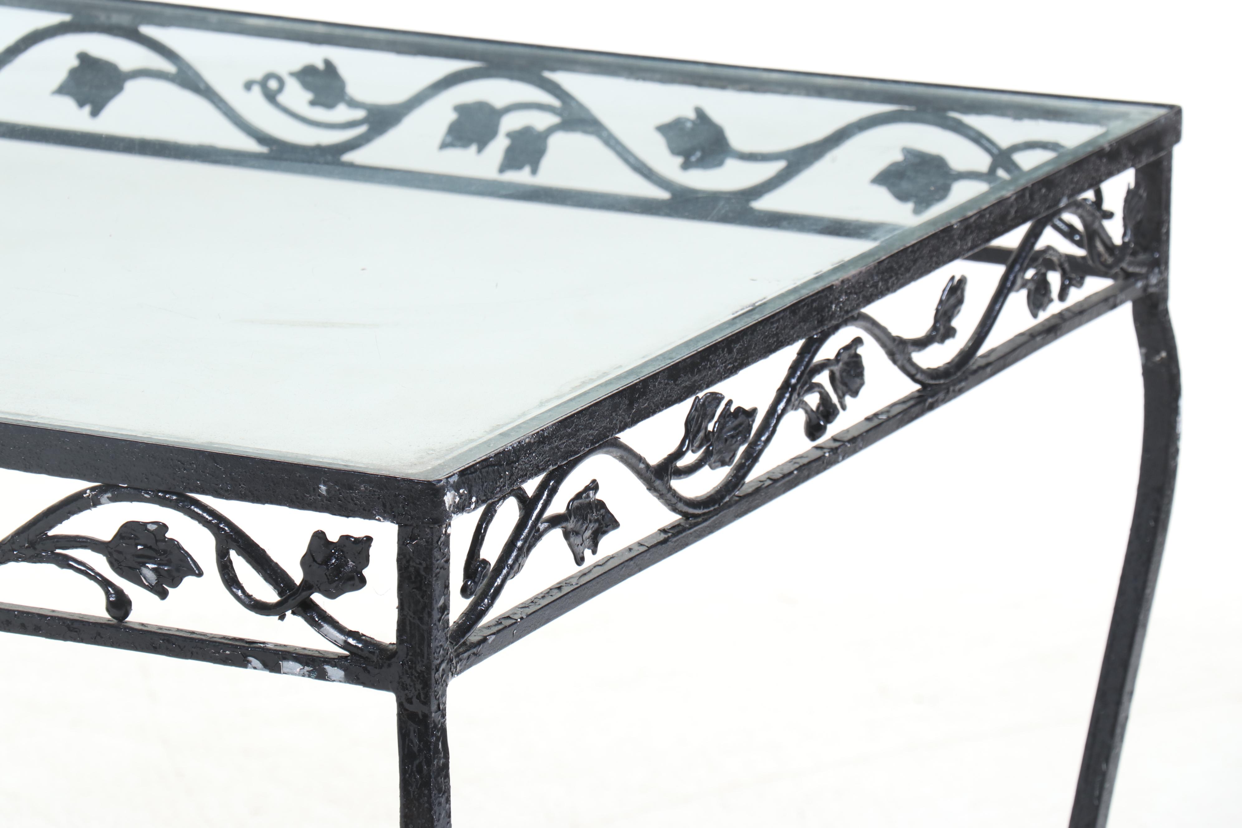 Glass Top Wrought Iron Dining Table, Late 20th Century