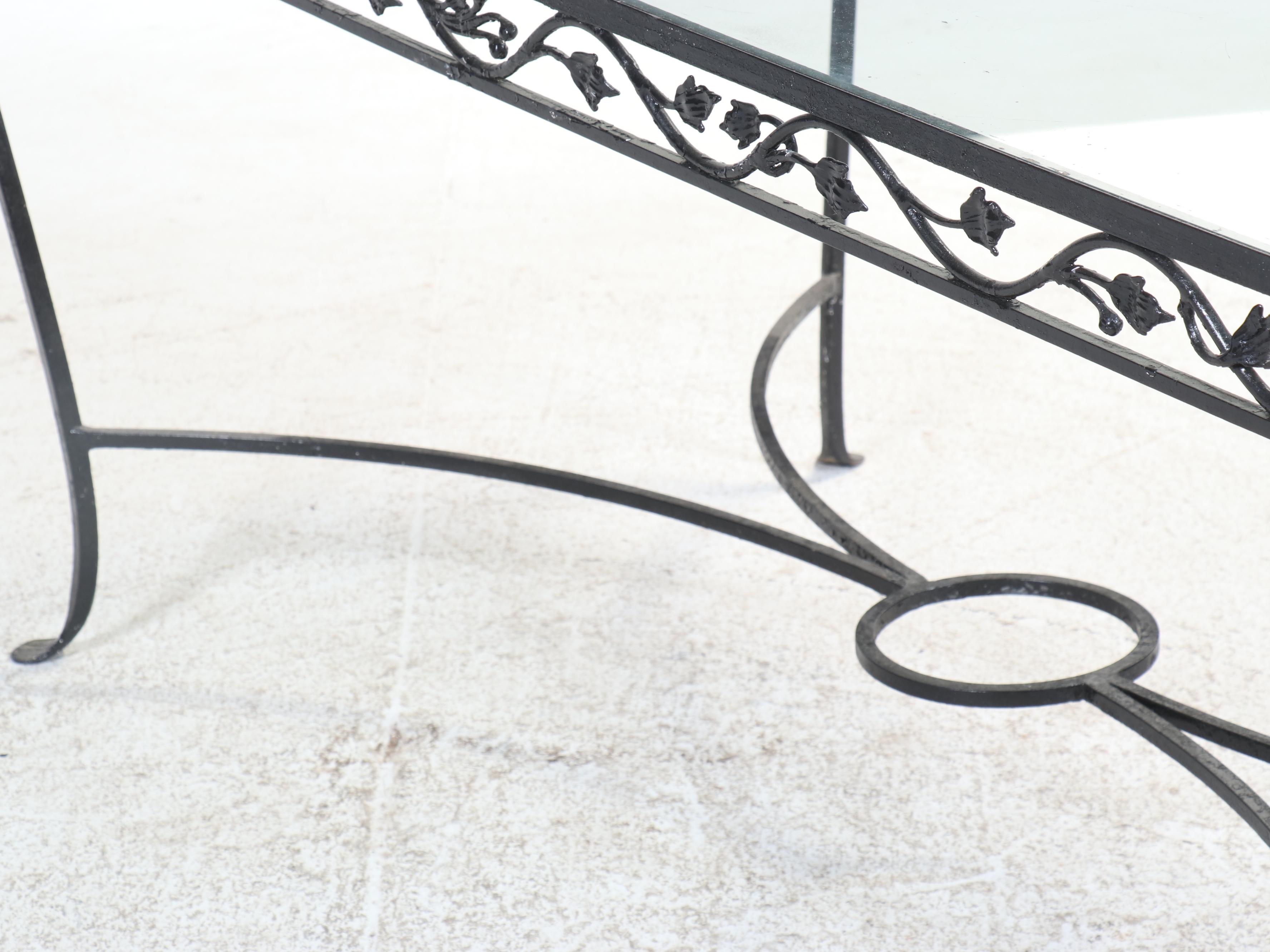 Glass Top Wrought Iron Dining Table, Late 20th Century