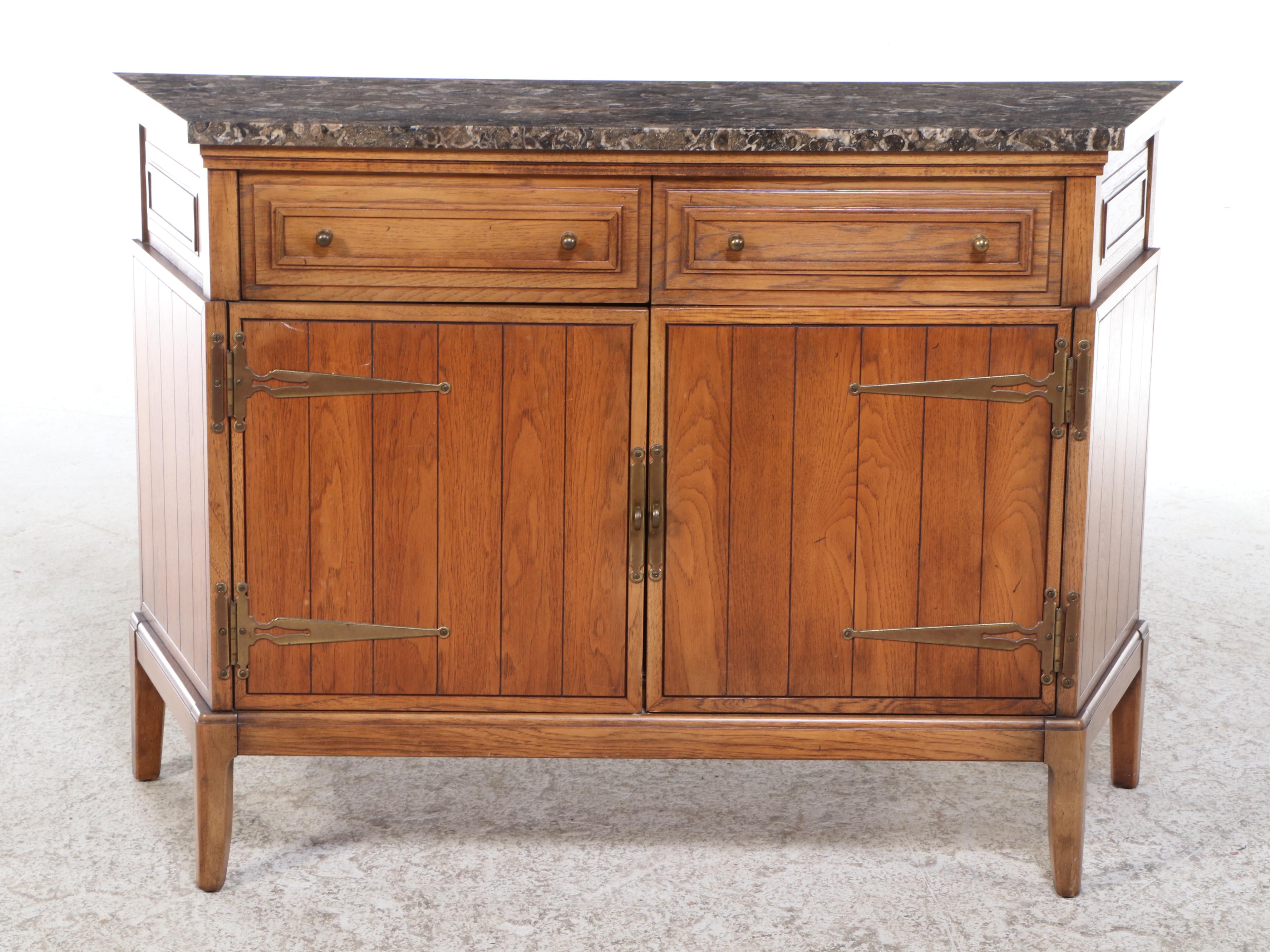 Omega by Thomasville French Country Style Marble Top Oak Buffet