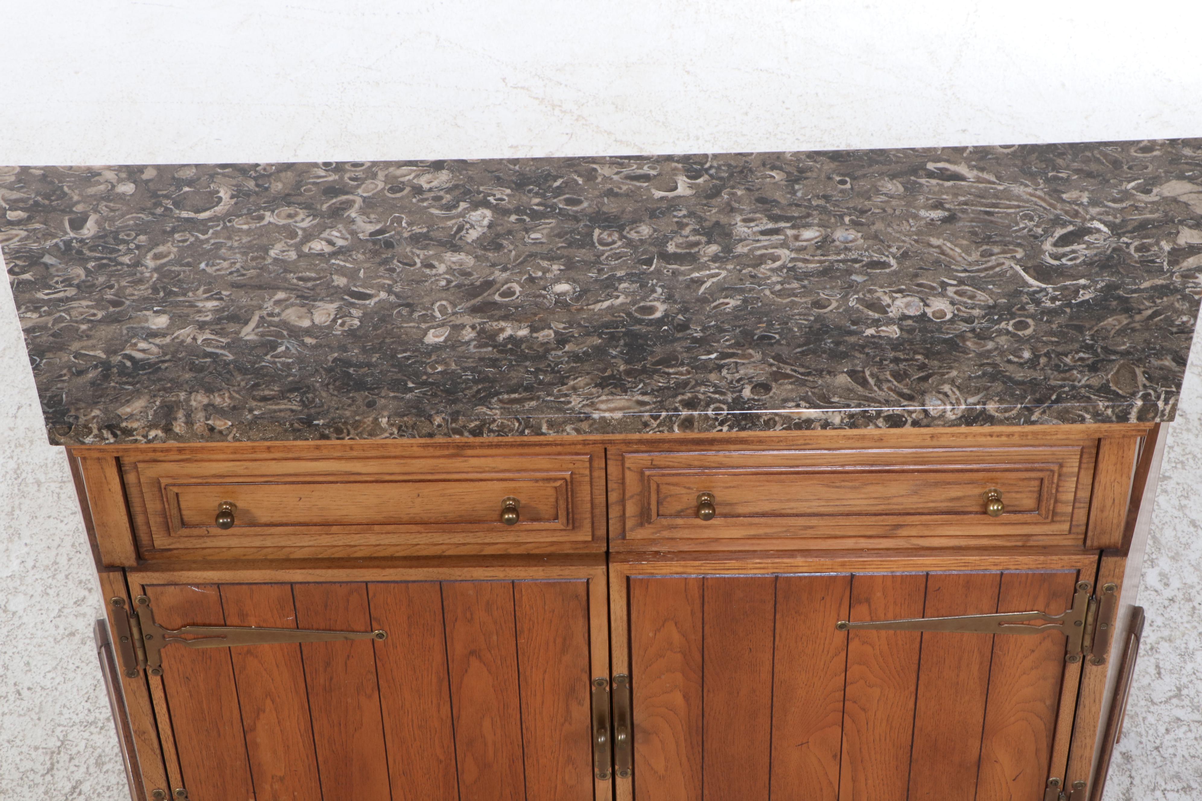 Omega by Thomasville French Country Style Marble Top Oak Buffet