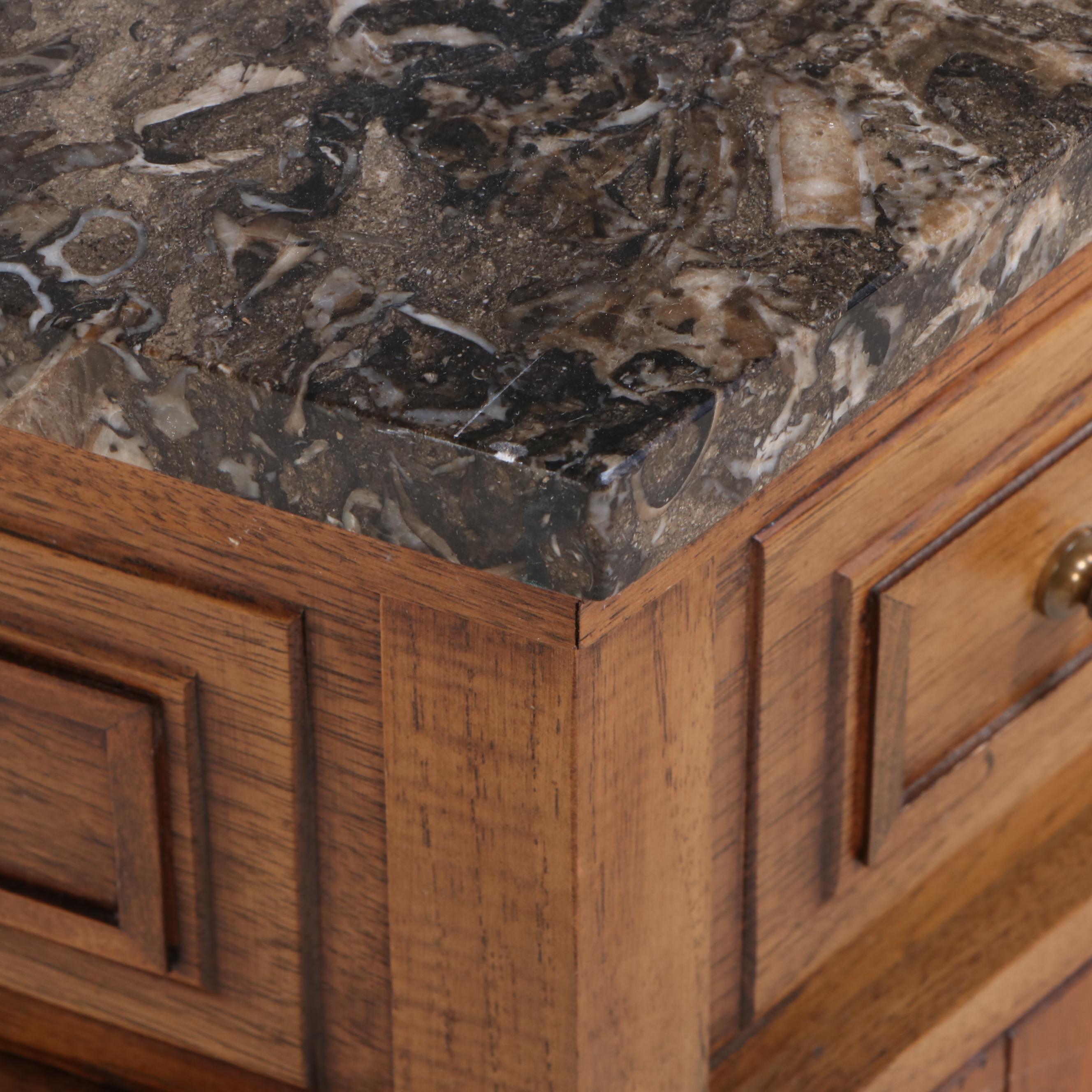 Omega by Thomasville French Country Style Marble Top Oak Buffet