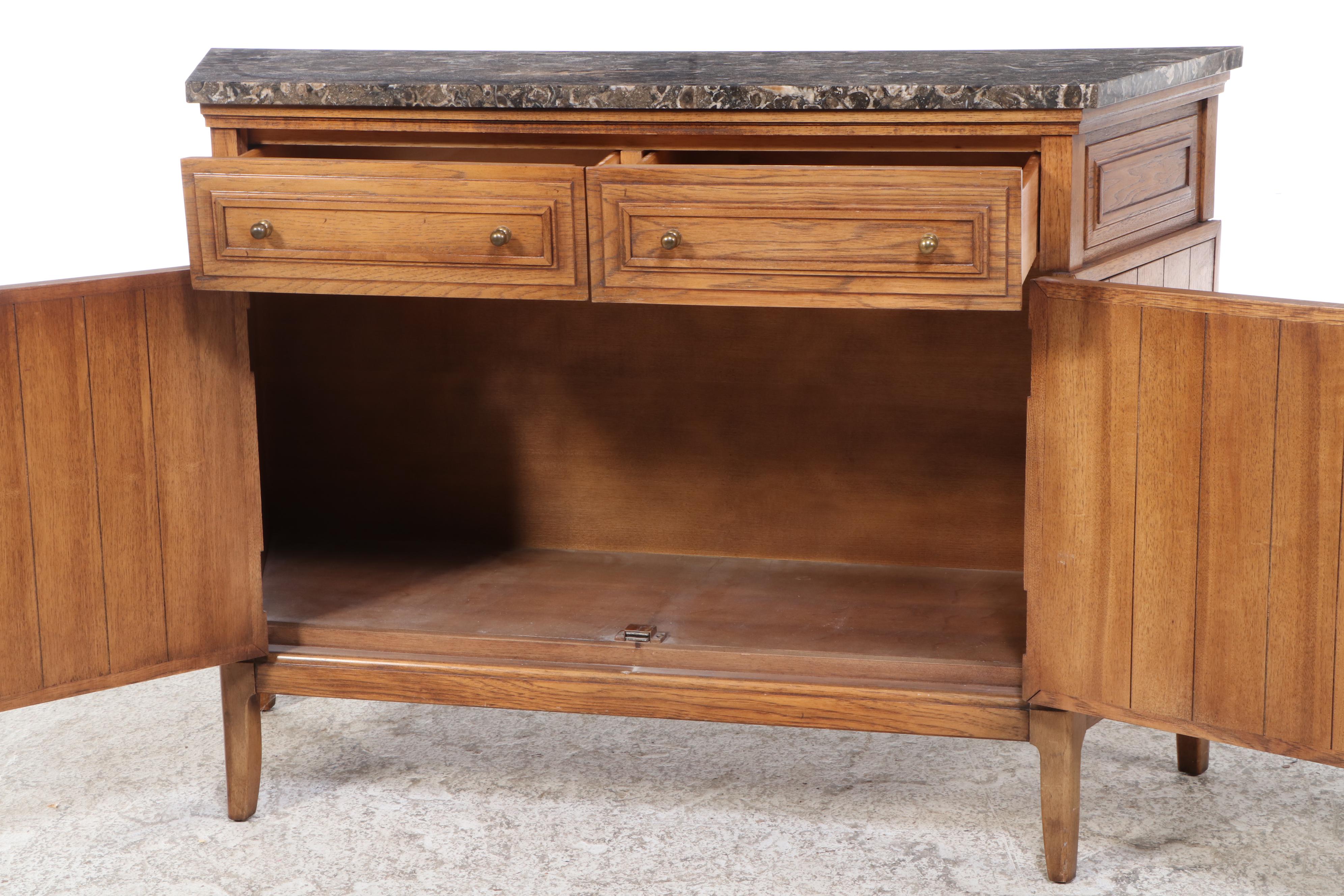 Omega by Thomasville French Country Style Marble Top Oak Buffet