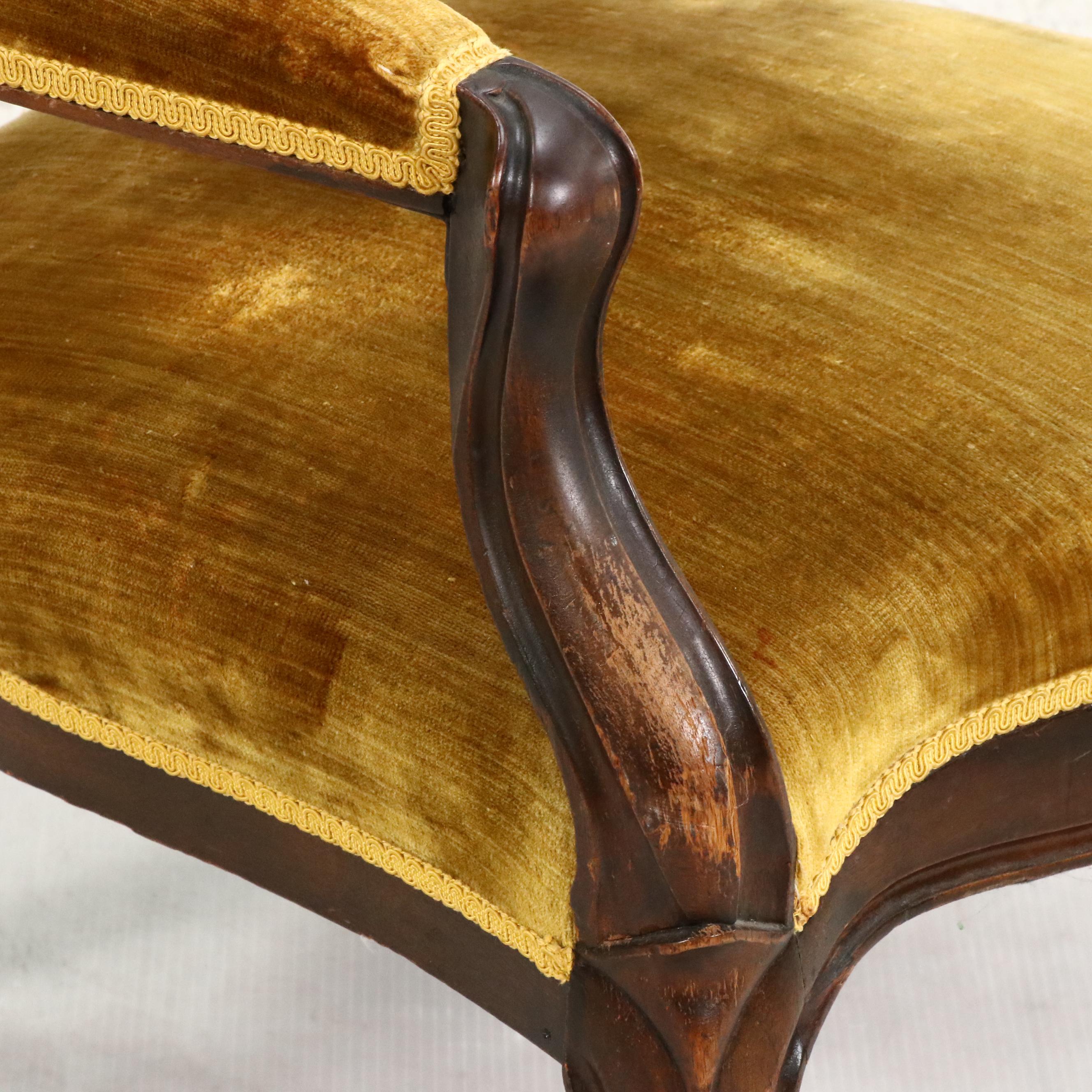 Victorian Carved and Upholstered Parlor Chair, Late 19th/ Early 20th Century