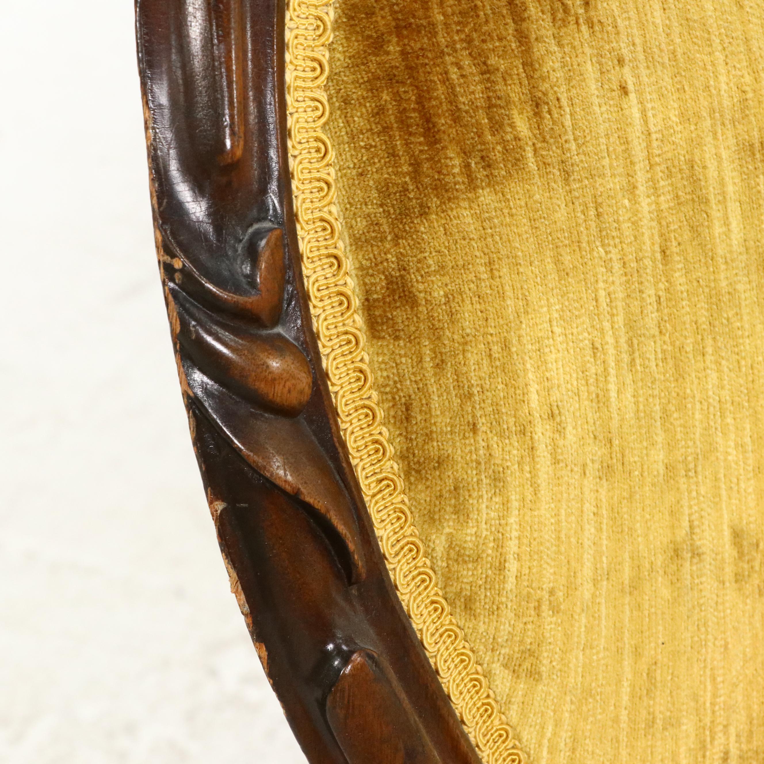 Victorian Carved and Upholstered Parlor Chair, Late 19th/ Early 20th Century