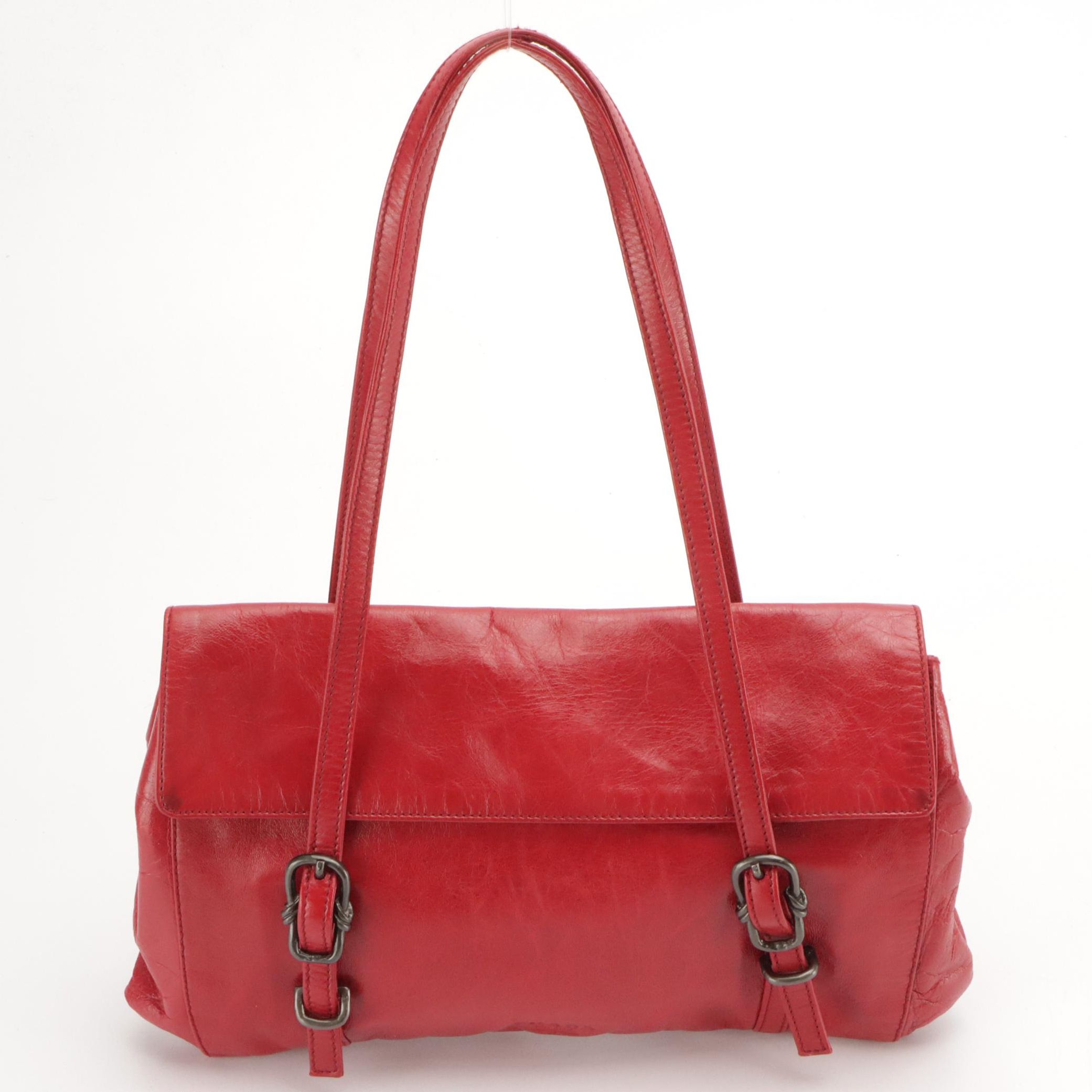 Prada Mini Shoulder Bag in Red Calfskin Leather