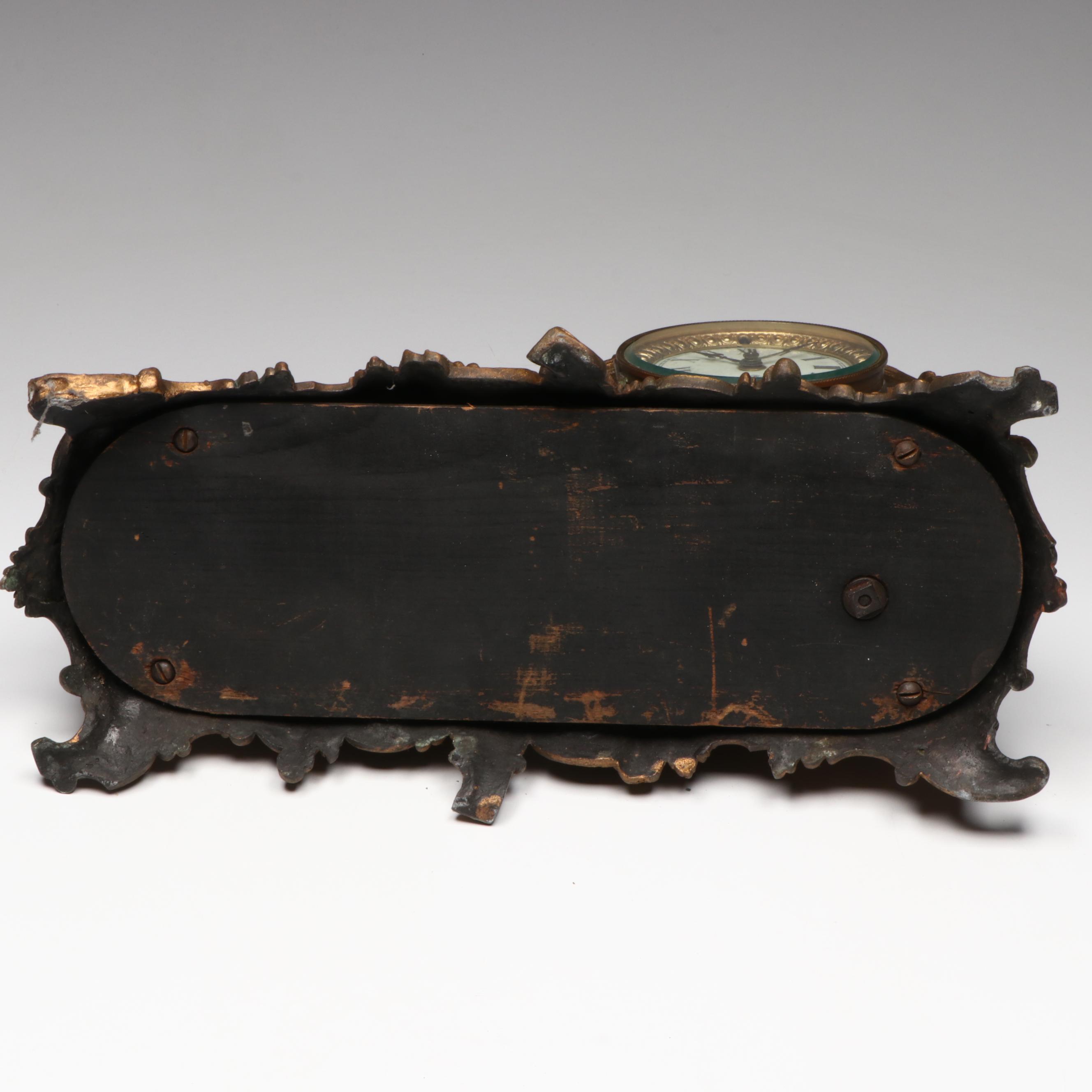 Ansonia Gilt Metal Mantel Clock with Seated Figure, Late 19th/ Early 20th C.