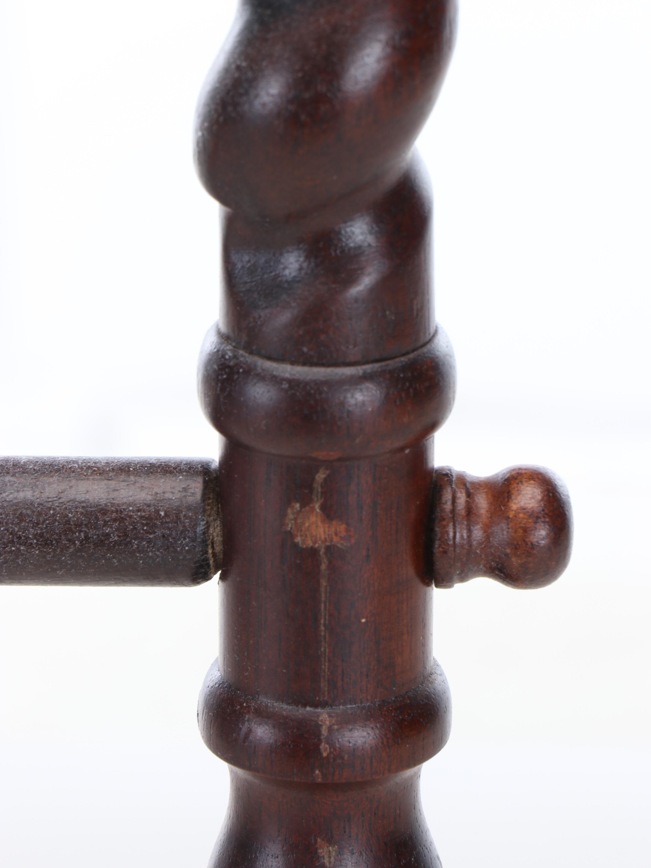 Barley Twist Wood Quilt Rack with Handmade Pieced Cotton Quilt