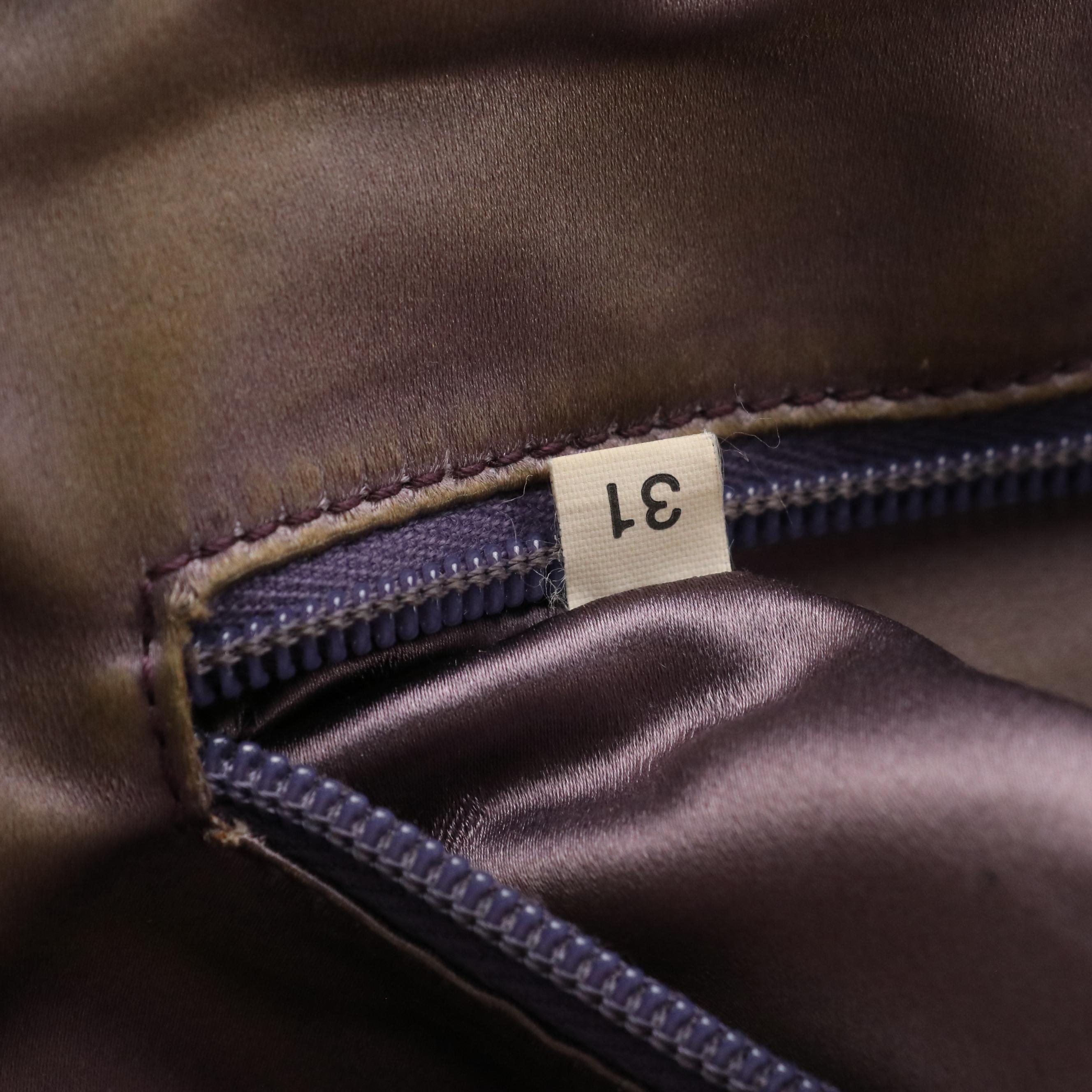 Prada Bowling Bag in Tan Canvas and Violet Pig Skin Leather