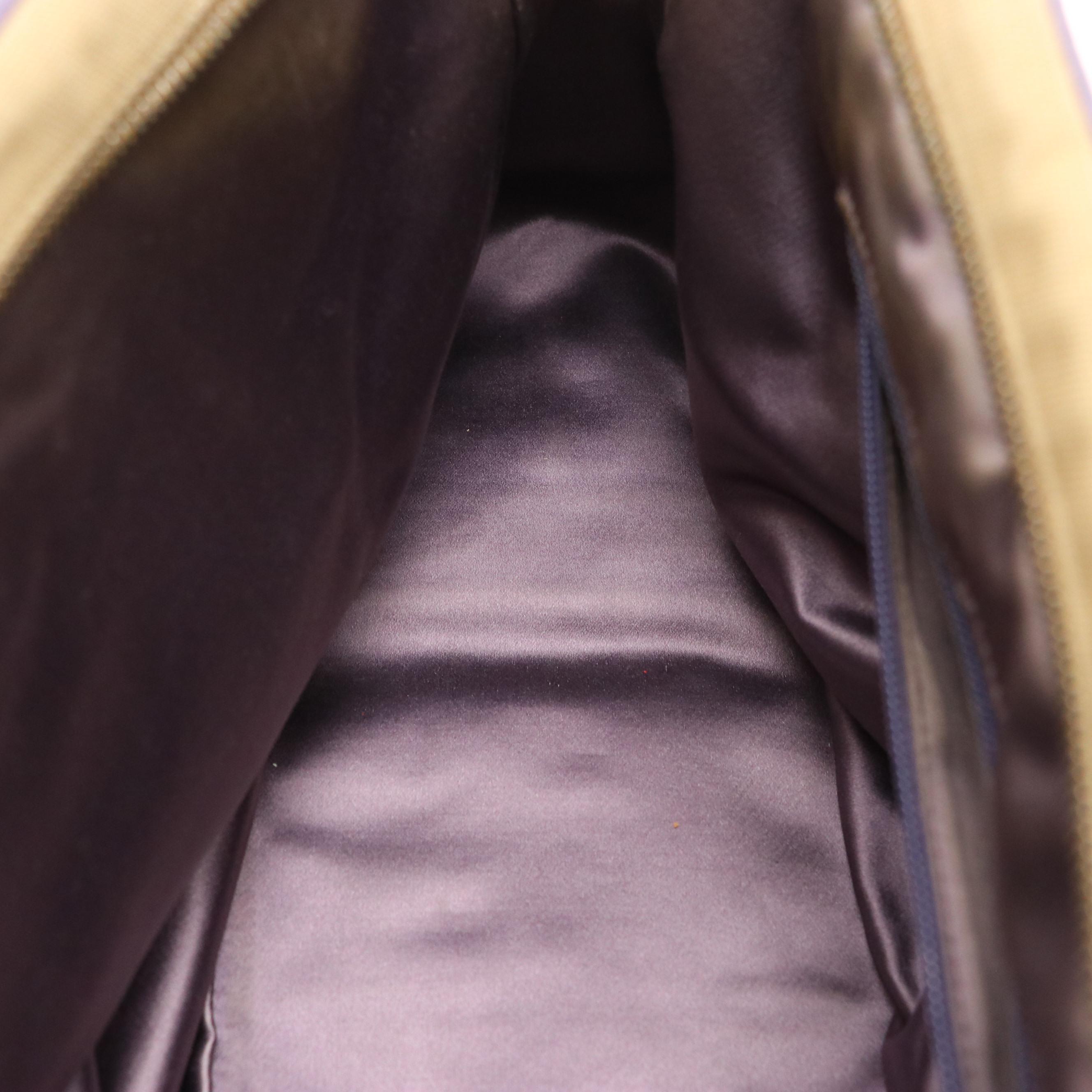 Prada Bowling Bag in Tan Canvas and Violet Pig Skin Leather