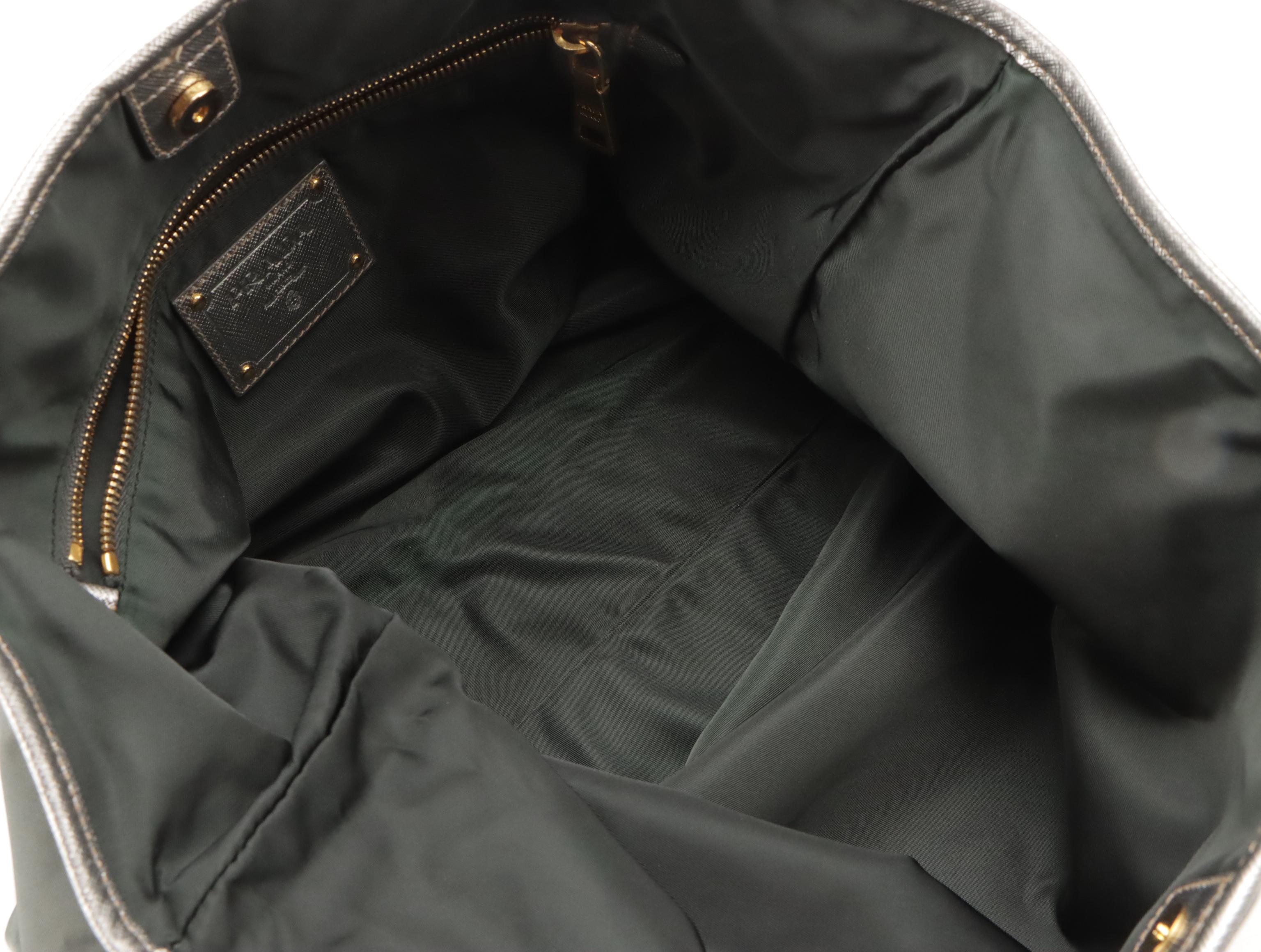 Prada Tessuto Nylon and Saffiano Leather Shoulder Tote Bag