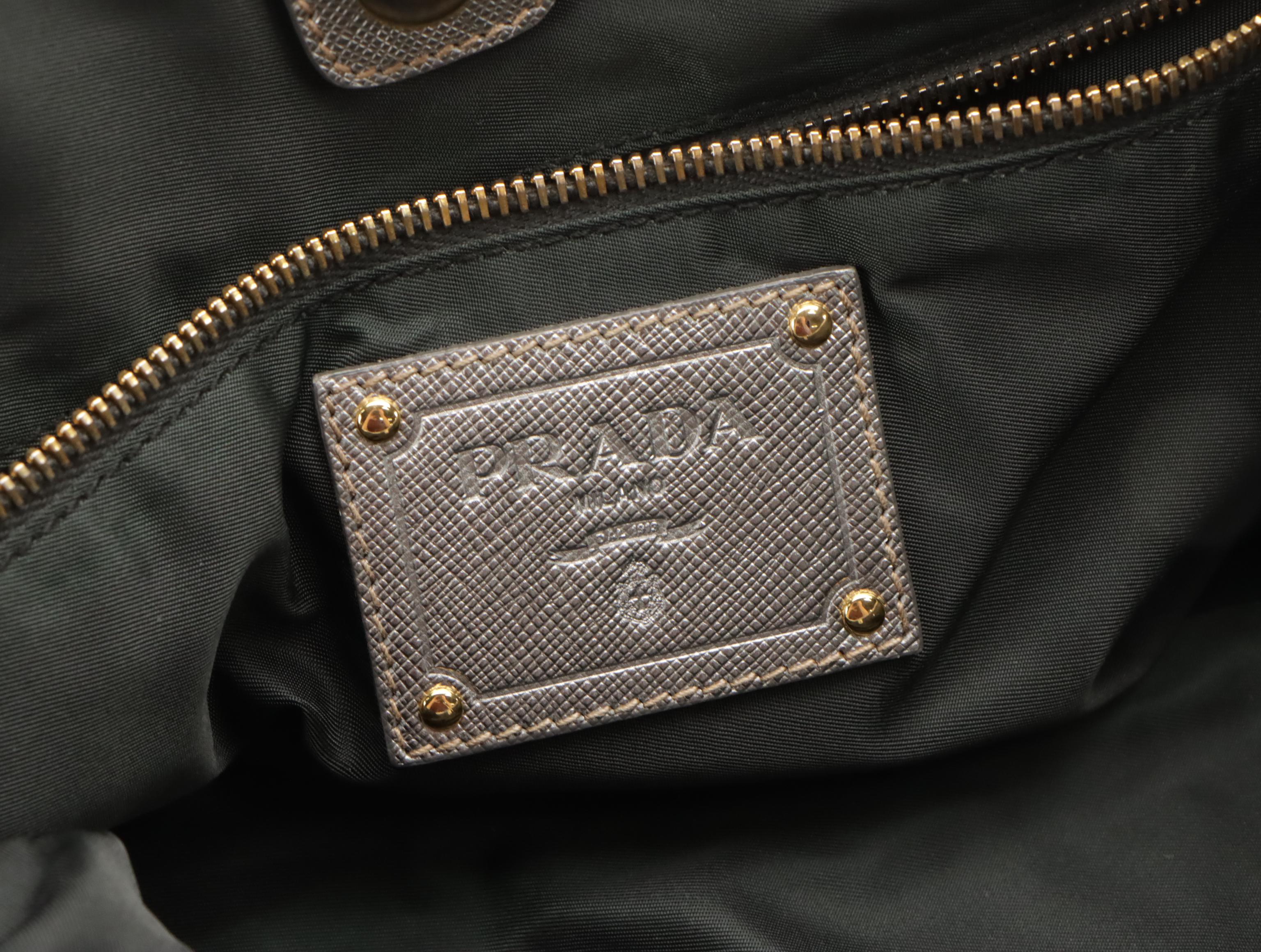 Prada Tessuto Nylon and Saffiano Leather Shoulder Tote Bag