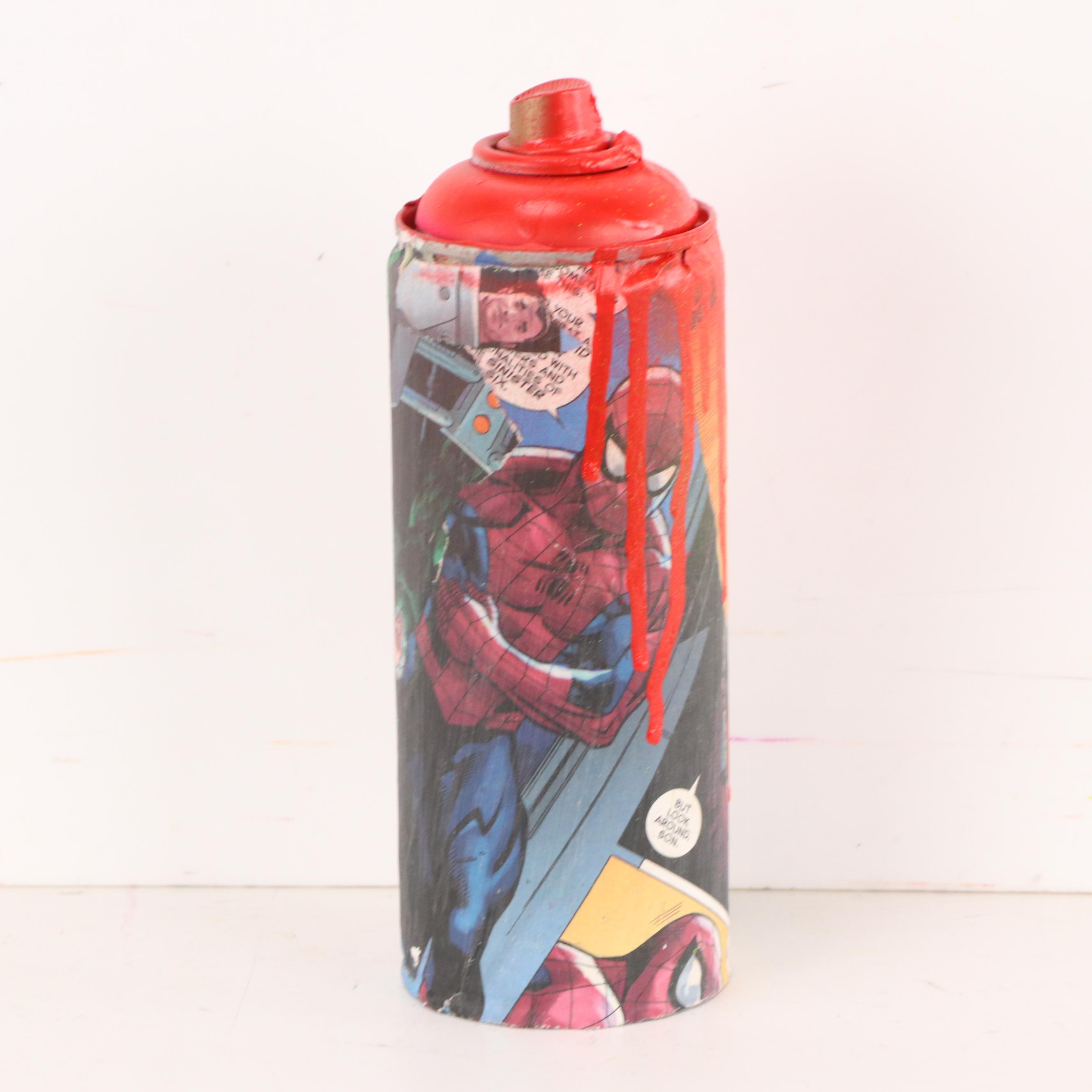 E.M. Zax Spider-Man Red Spray Can Found Object Sculpture, 2025