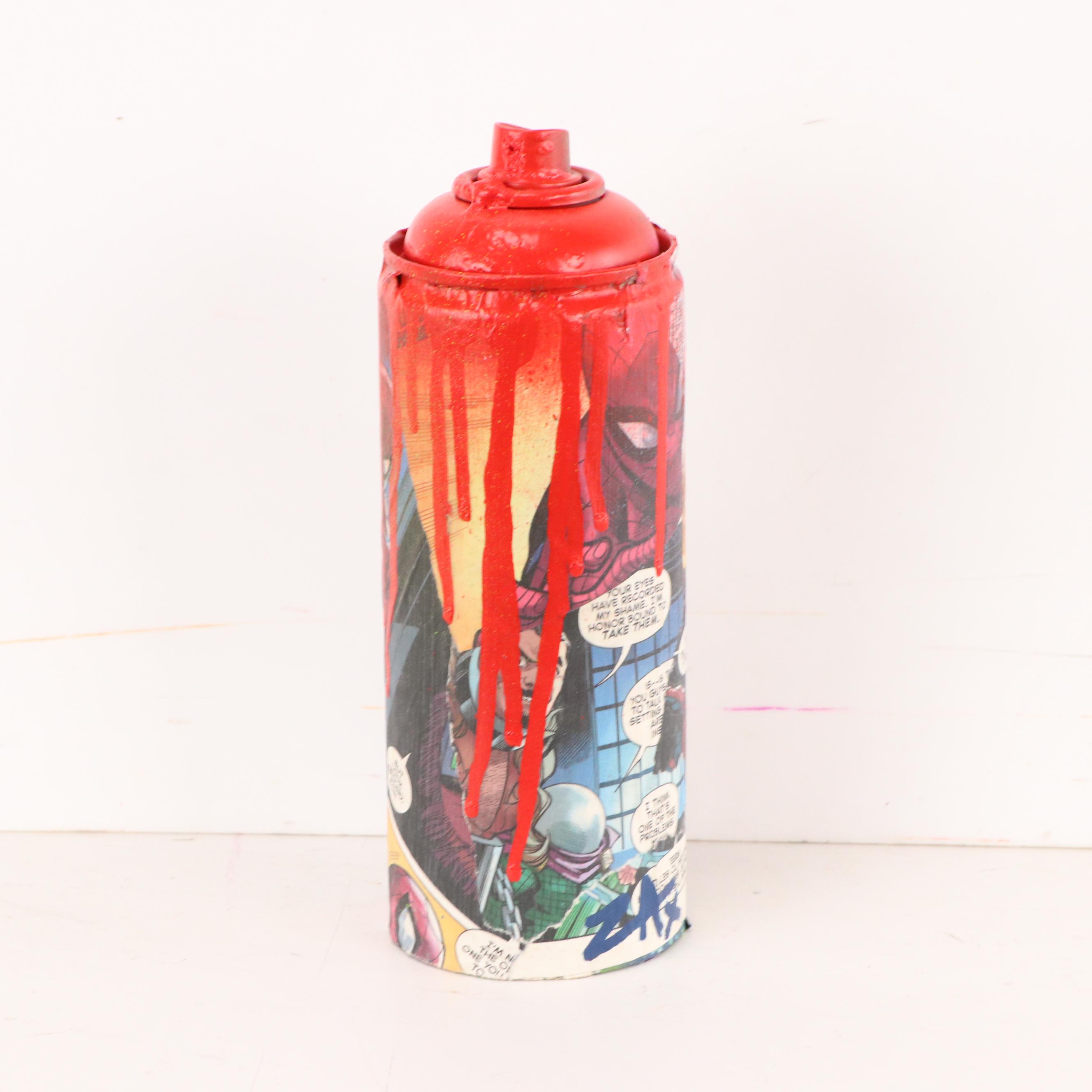 E.M. Zax Spider-Man Red Spray Can Found Object Sculpture, 2025
