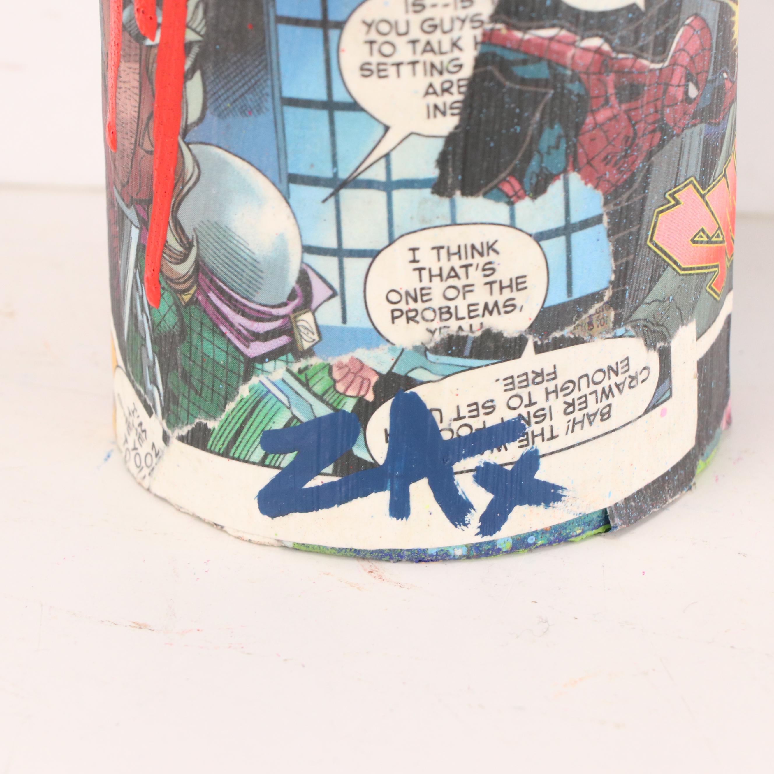 E.M. Zax Spider-Man Red Spray Can Found Object Sculpture, 2025