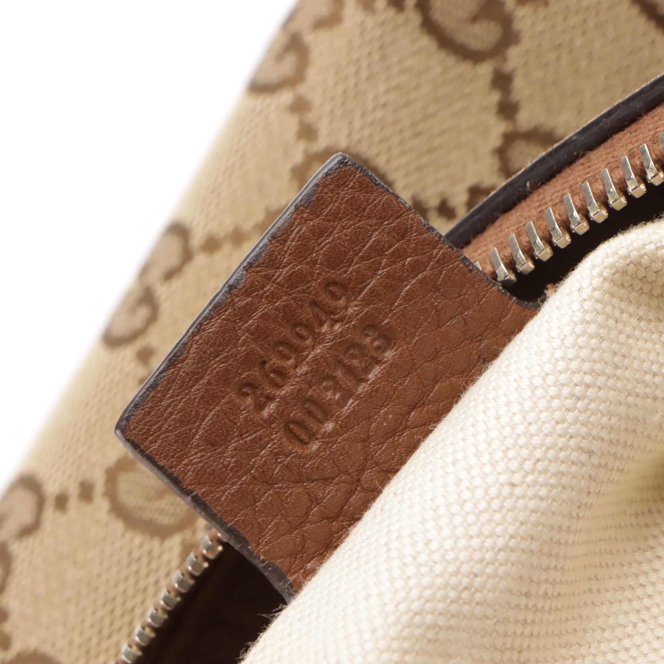 Gucci GG Canvas and Leather Bella Hobo Bag with Braided Strap & Bamboo Tassels