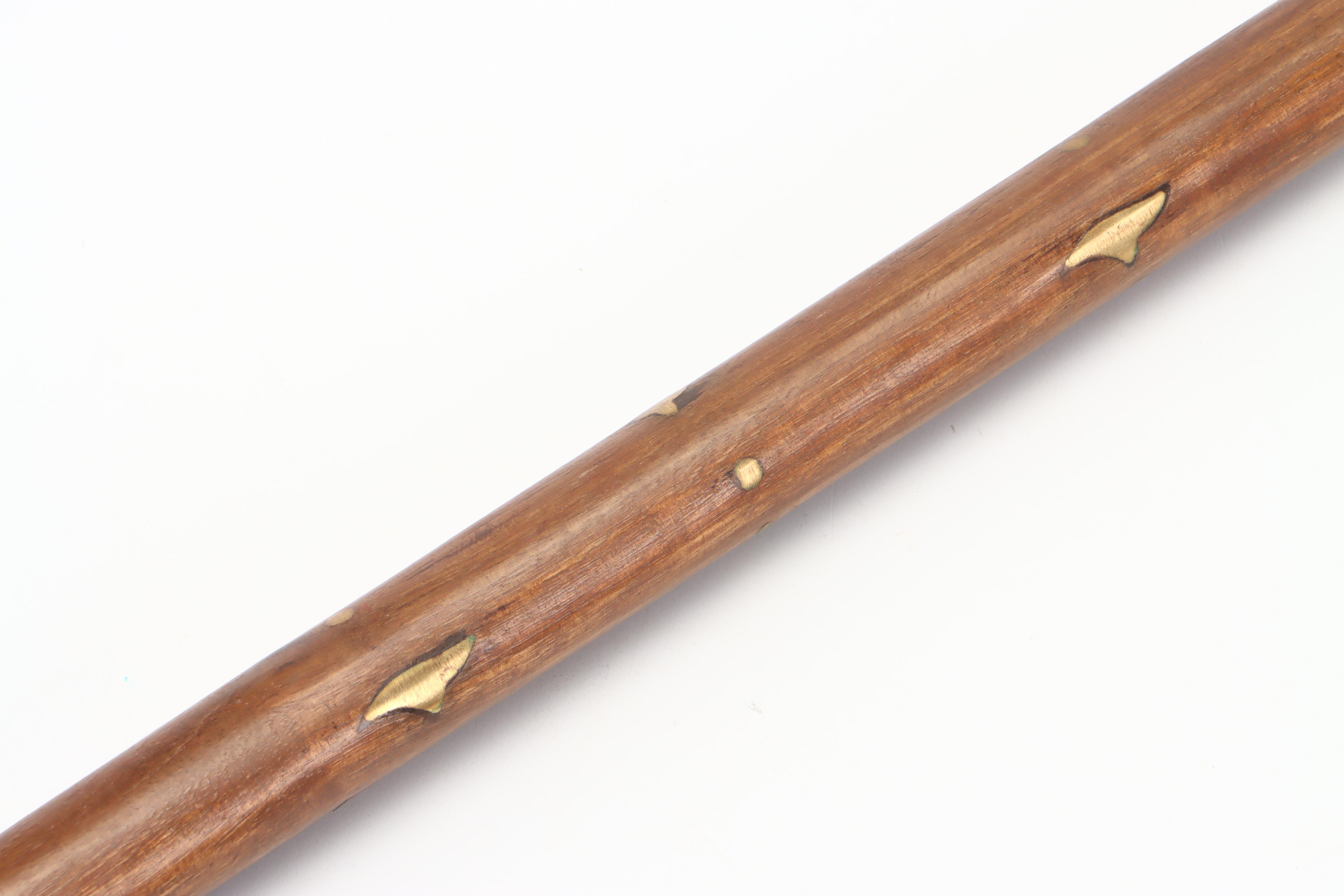 Wood with Brass Inlay Derby Handle Sword Cane