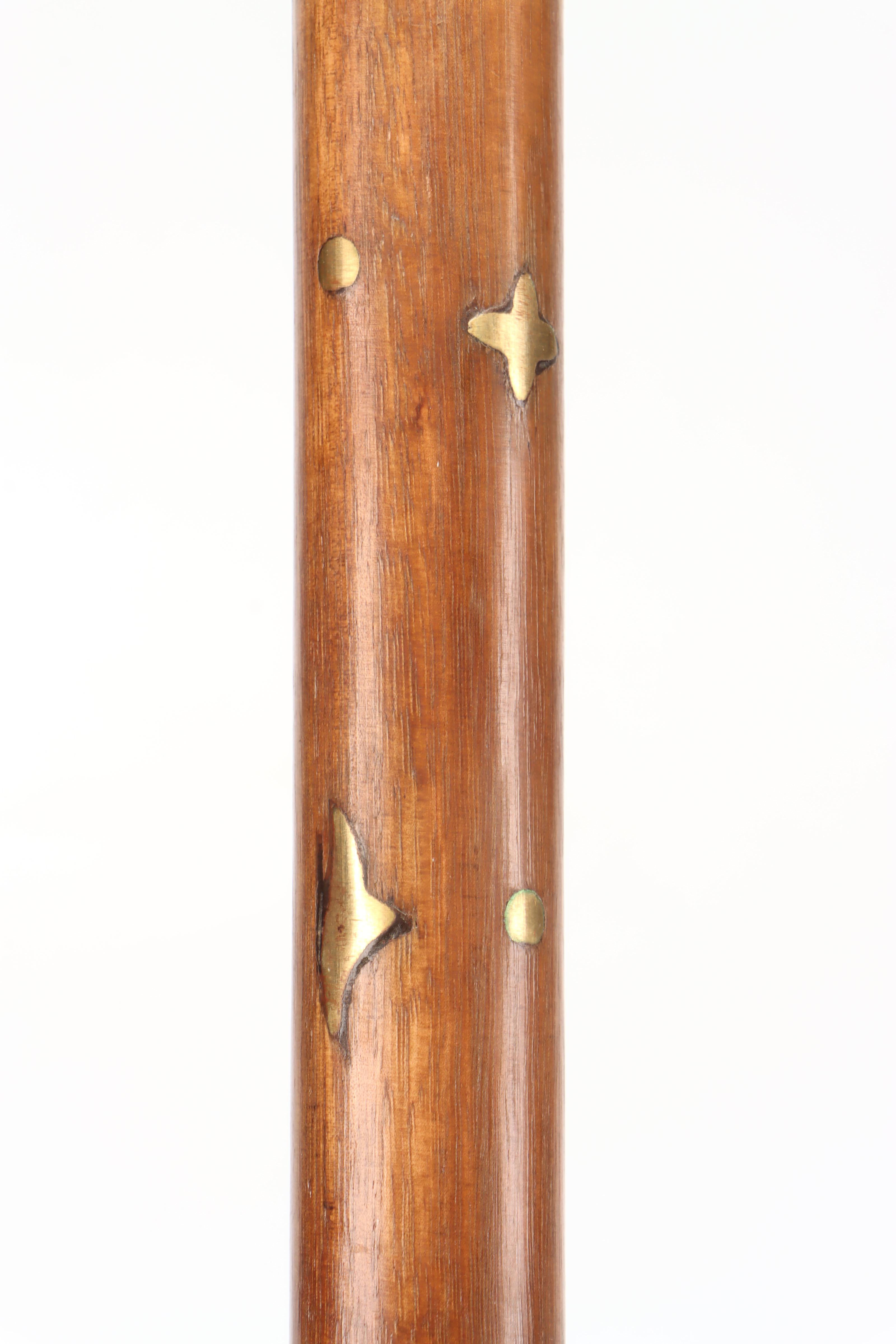 Wood with Brass Inlay Derby Handle Sword Cane