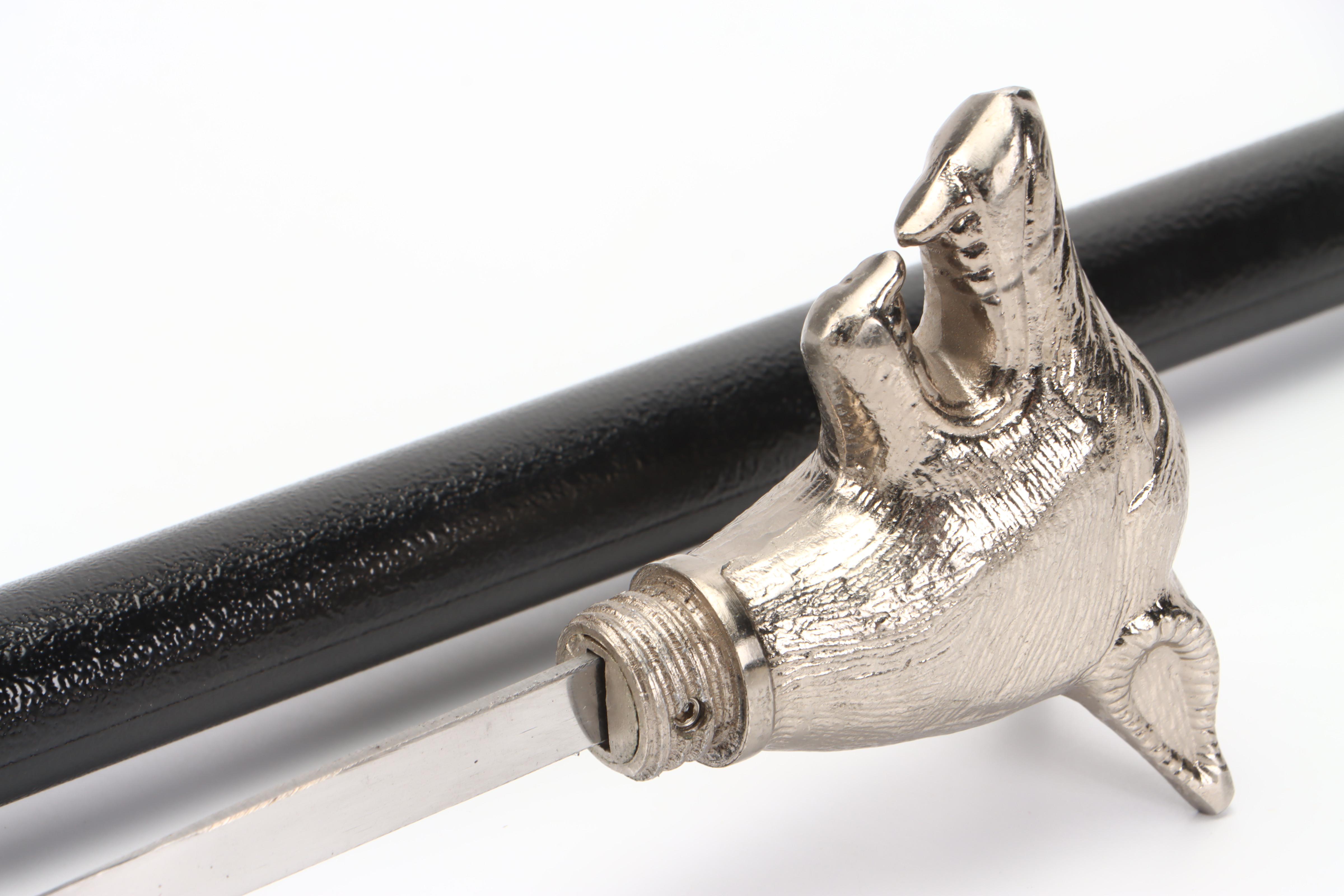 Snarling Dog Head Sword Cane