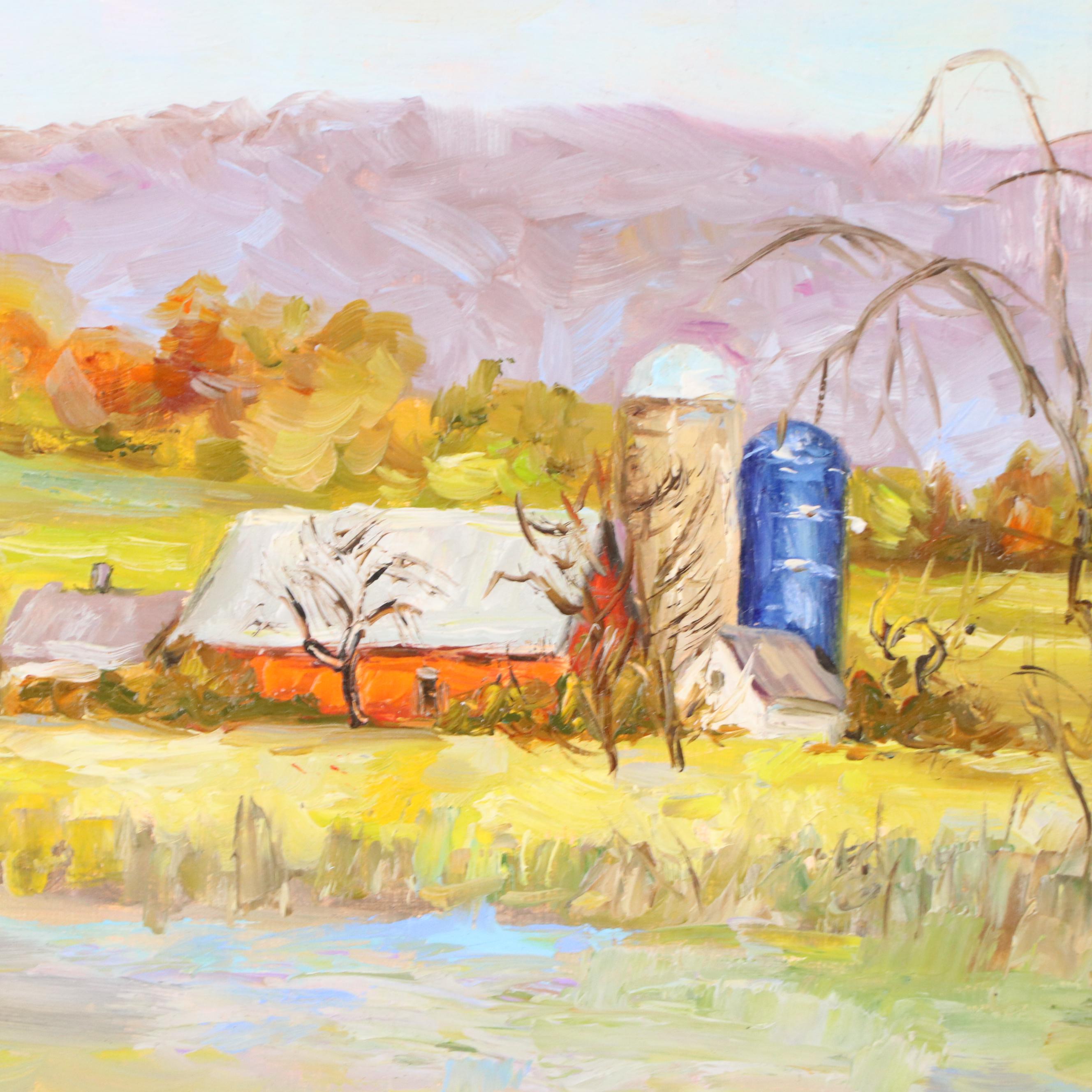 Julia Parabina Rural Landscape Oil Painting "Farm Life," 2024