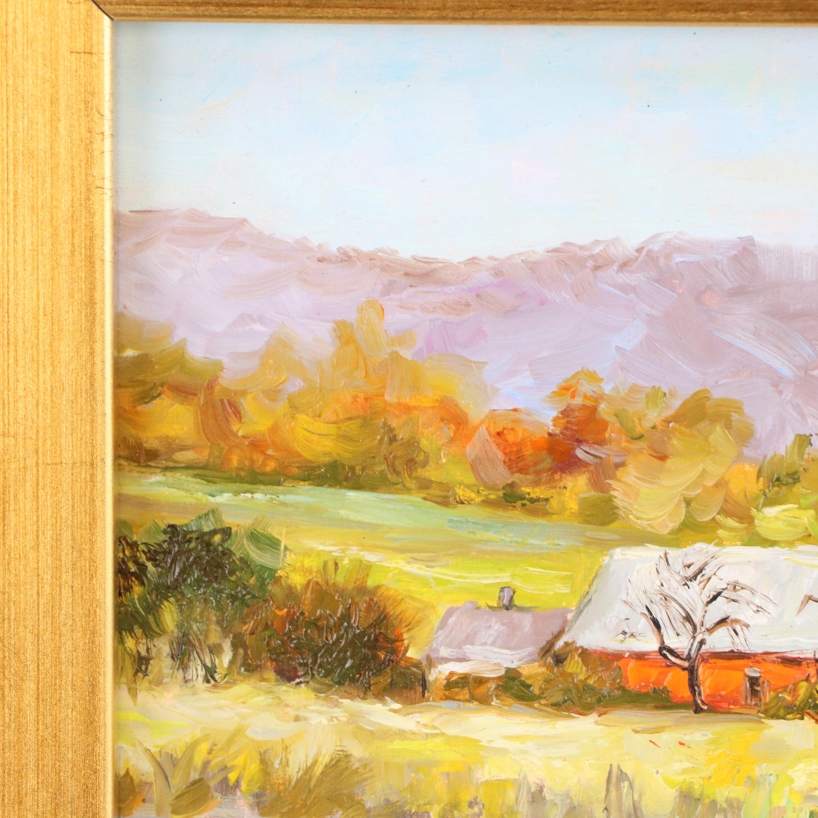 Julia Parabina Rural Landscape Oil Painting "Farm Life," 2024