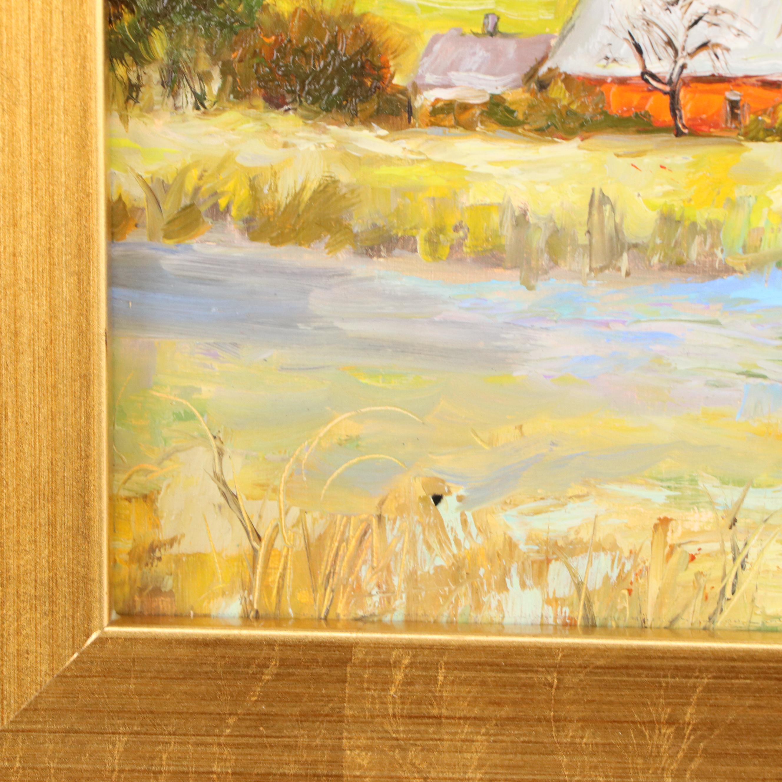 Julia Parabina Rural Landscape Oil Painting "Farm Life," 2024