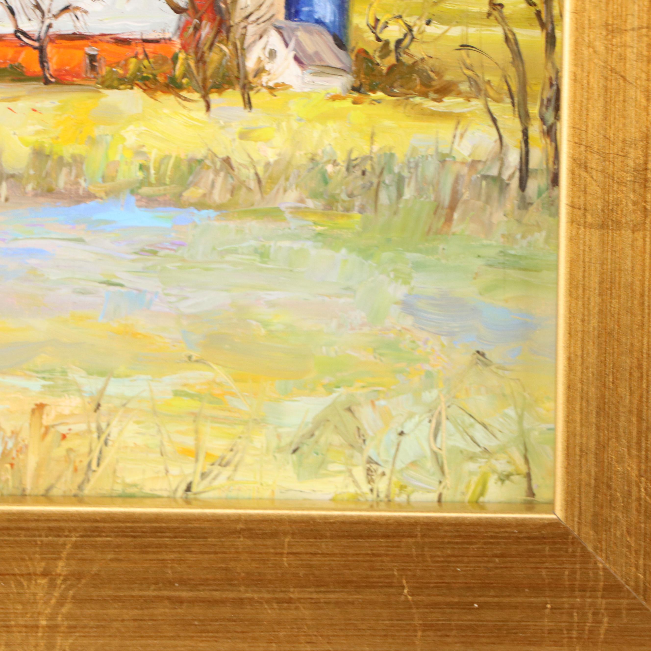 Julia Parabina Rural Landscape Oil Painting "Farm Life," 2024