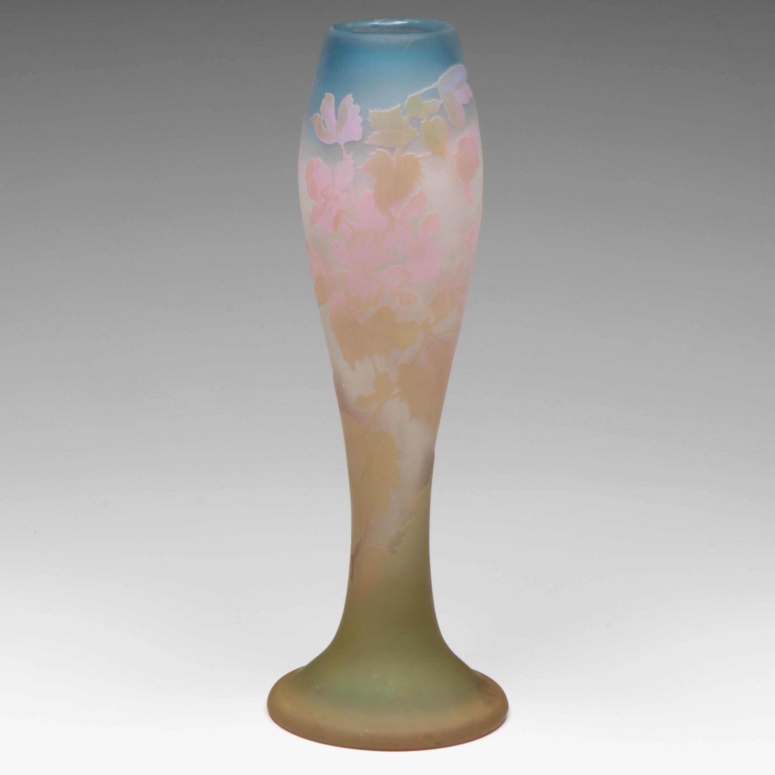 Émile Gallé Foliate Motif Pâte de Verre Vase, Early 20th Century