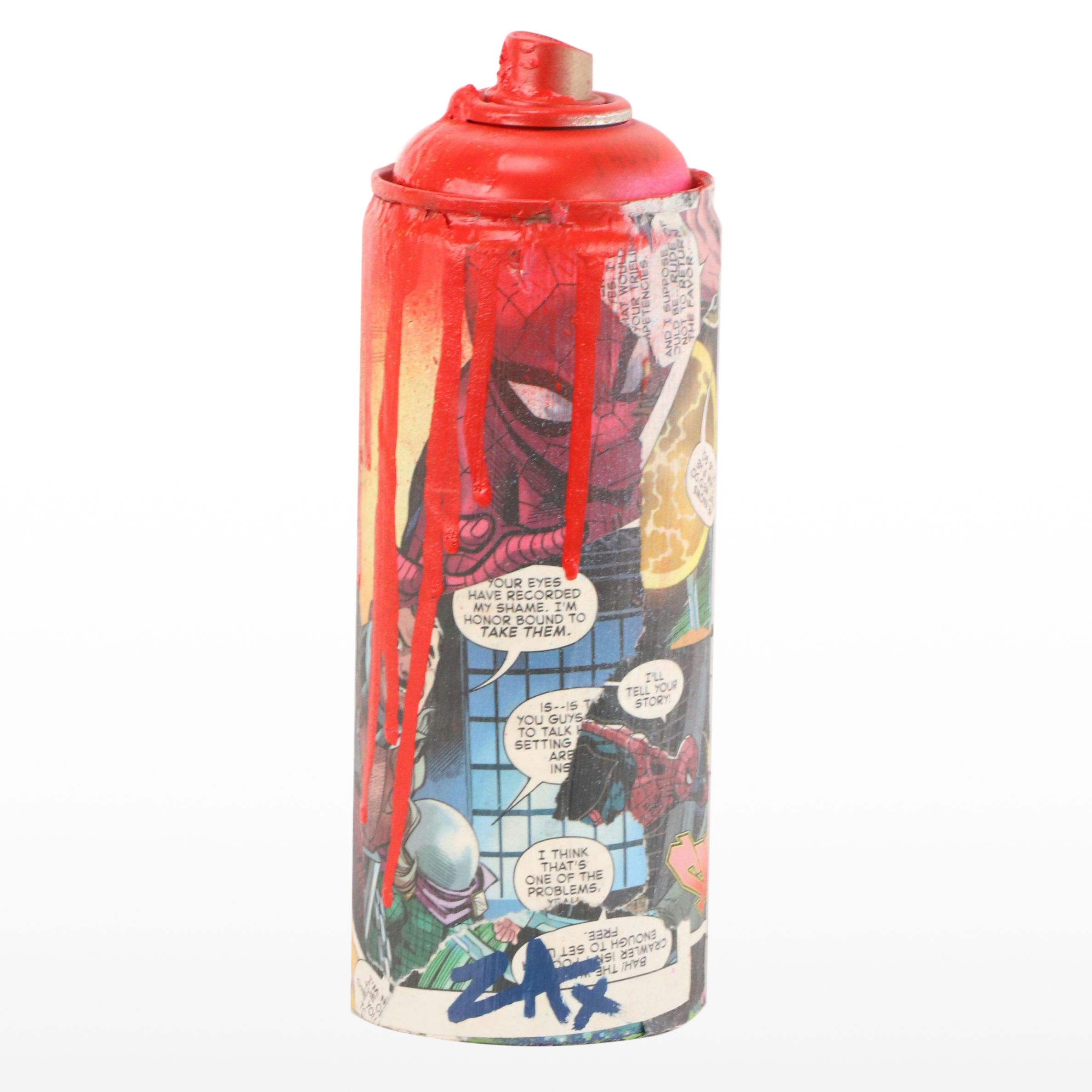 E.M. Zax Spider-Man Red Spray Can Found Object Sculpture, 2025