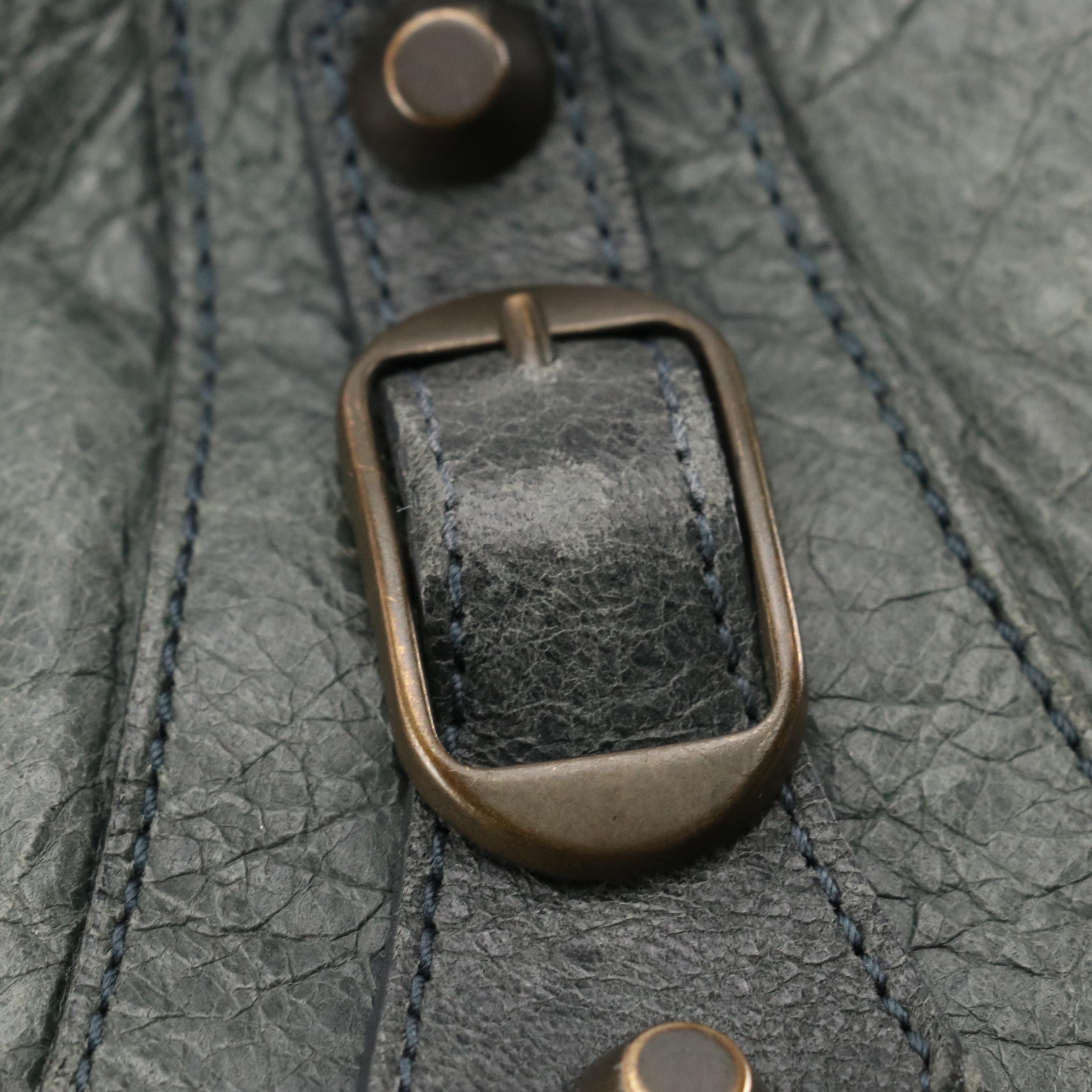 Balenciaga Motocross Classic Day Hobo Shoulder Bag in Lambskin Leather