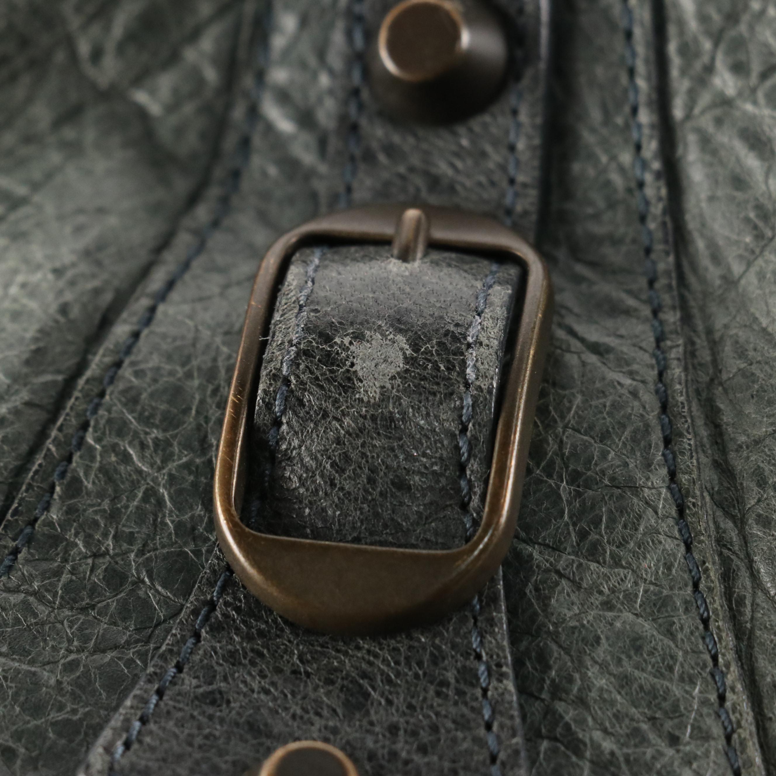 Balenciaga Motocross Classic Day Hobo Shoulder Bag in Lambskin Leather