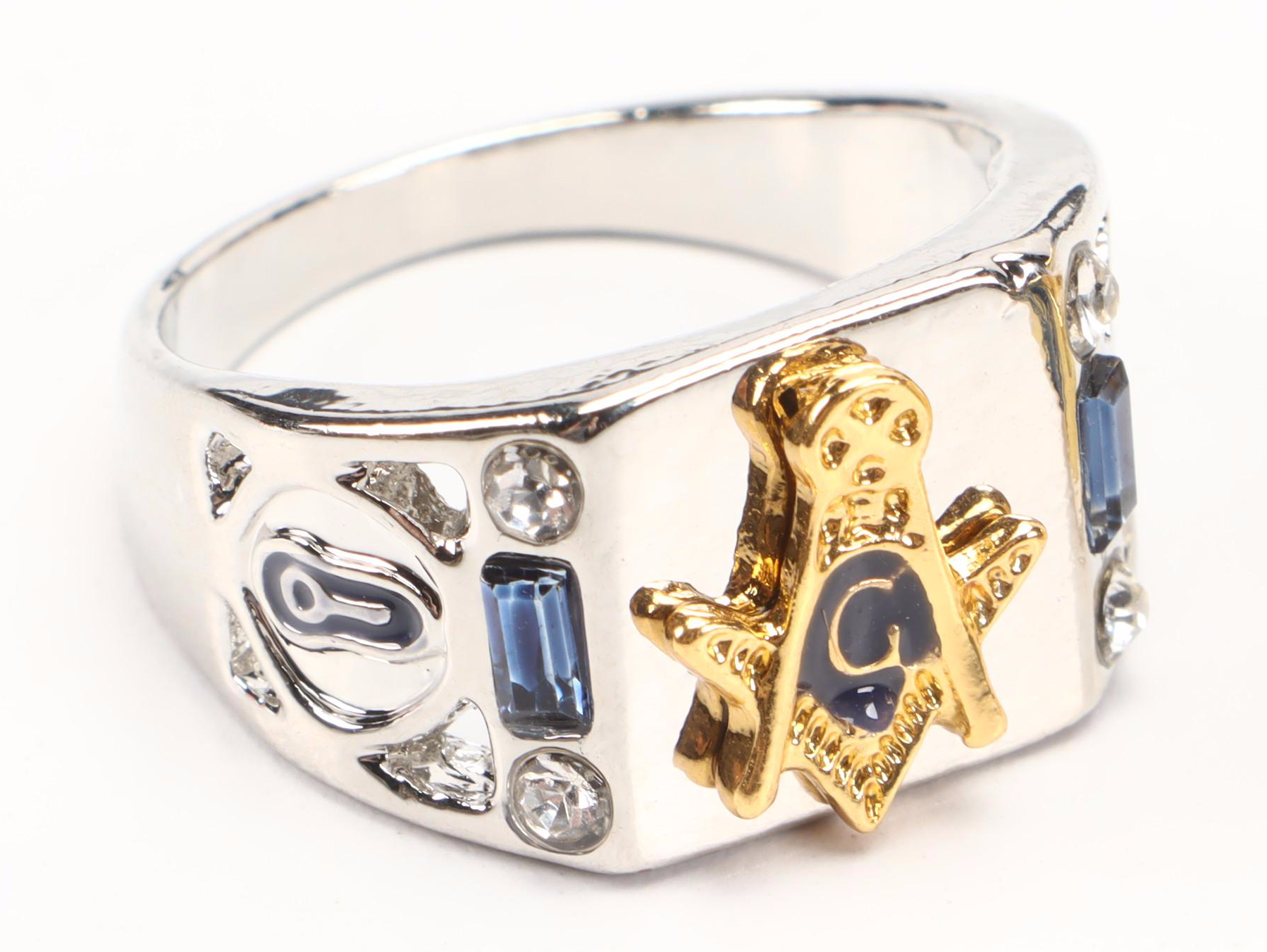 Masonic Handled Cane with Embellished Rings