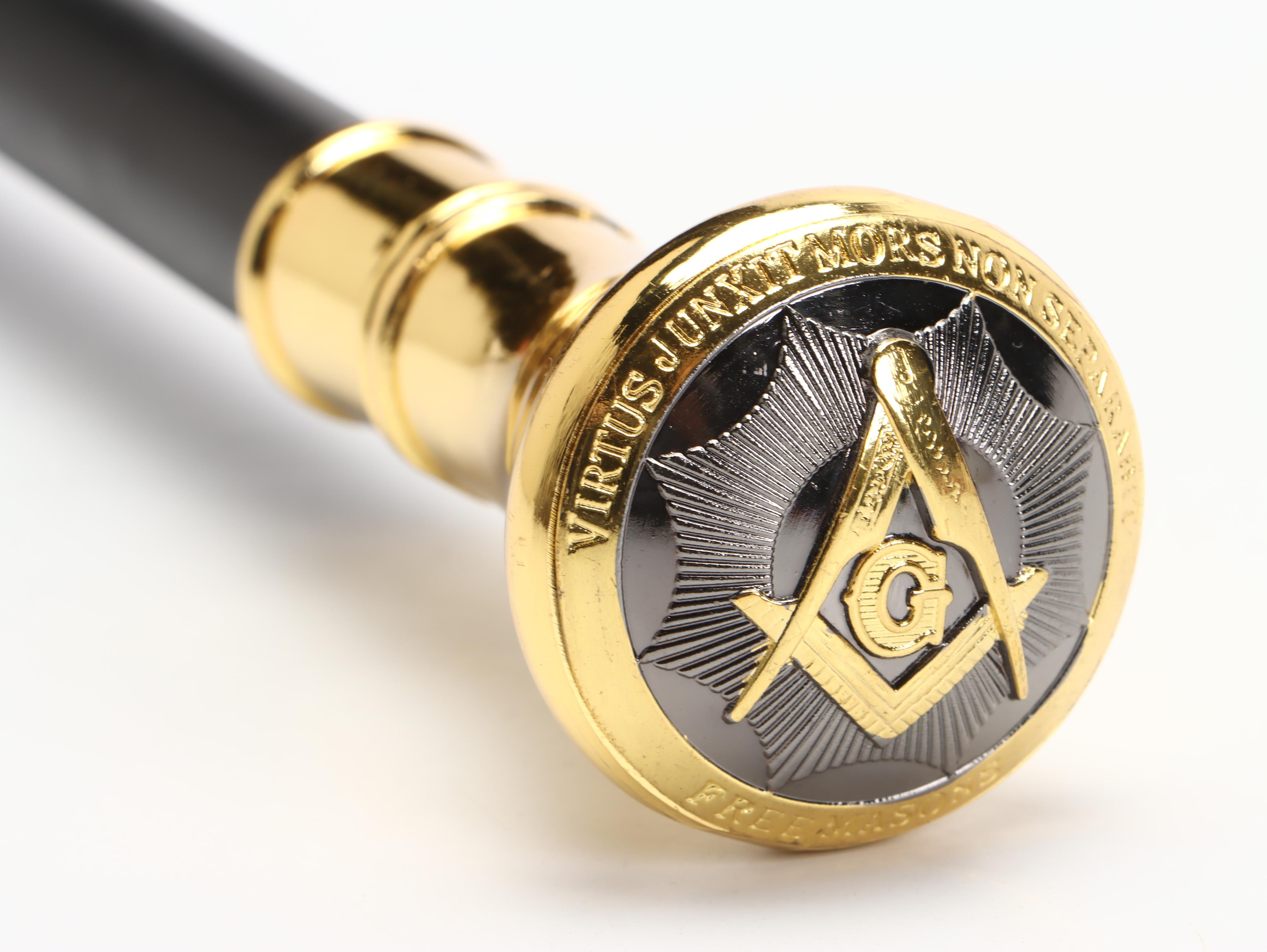 Masonic Handled Cane with Embellished Rings