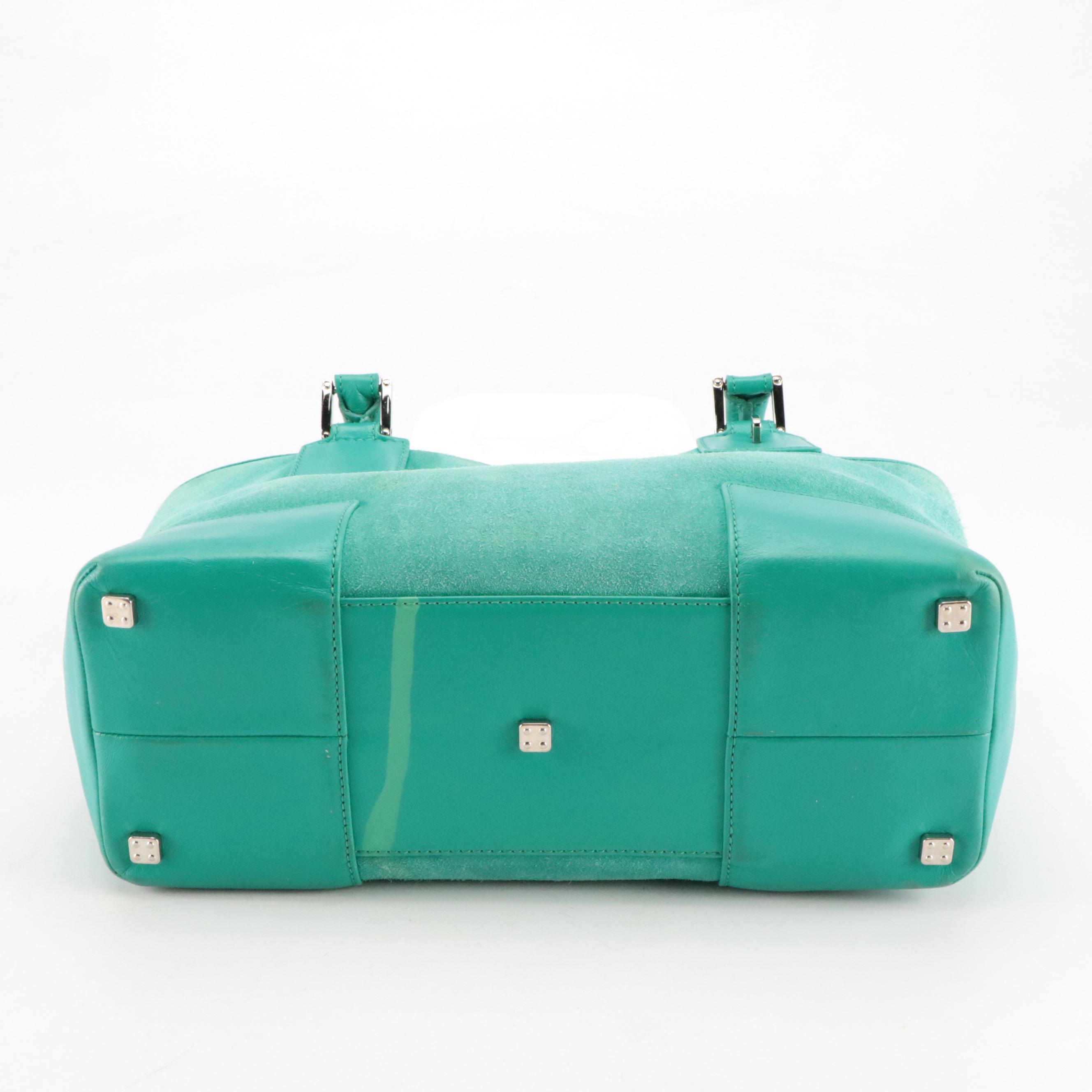 Loewe Amazona 36 Handbag in Soft Teal Blue Suede Leather