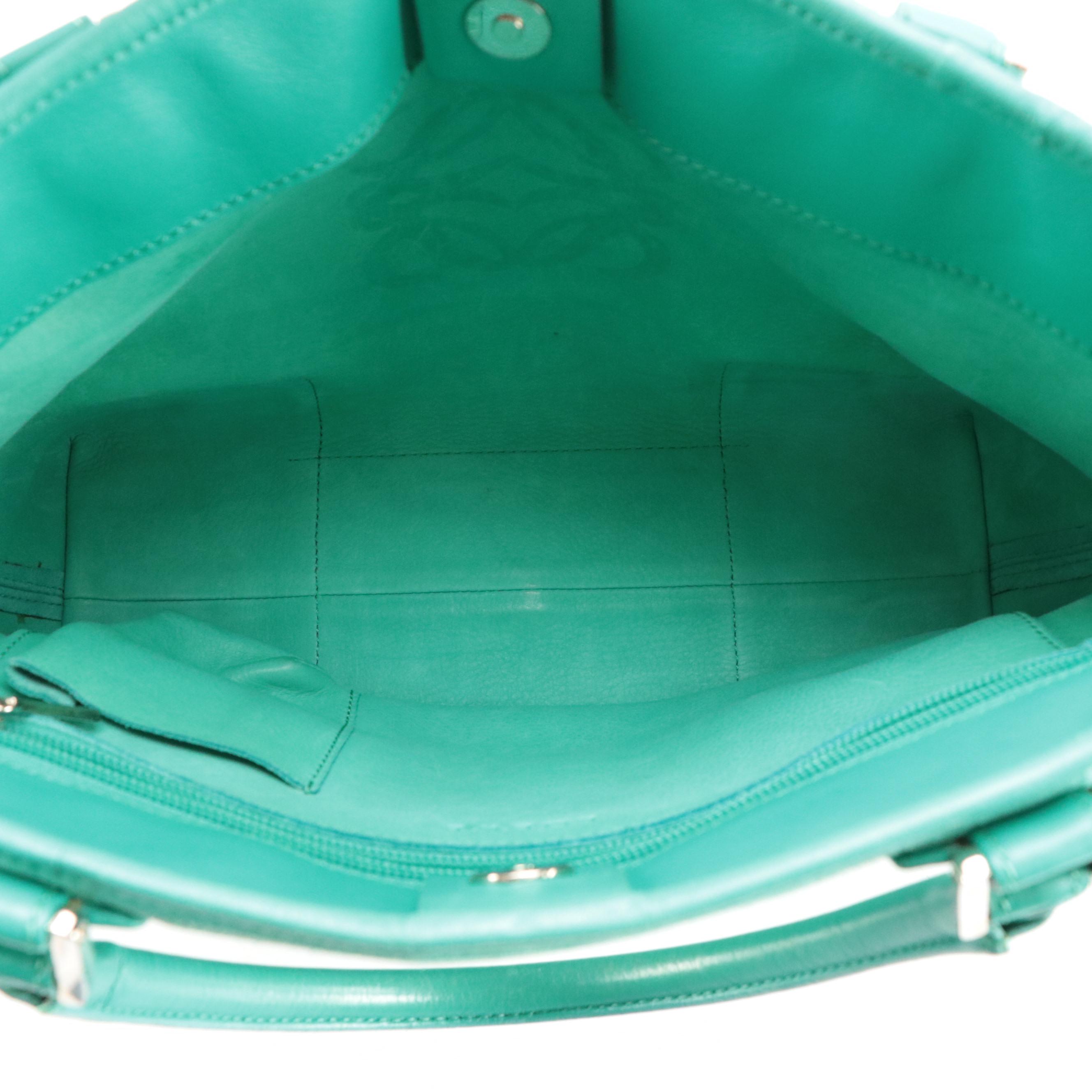 Loewe Amazona 36 Handbag in Soft Teal Blue Suede Leather