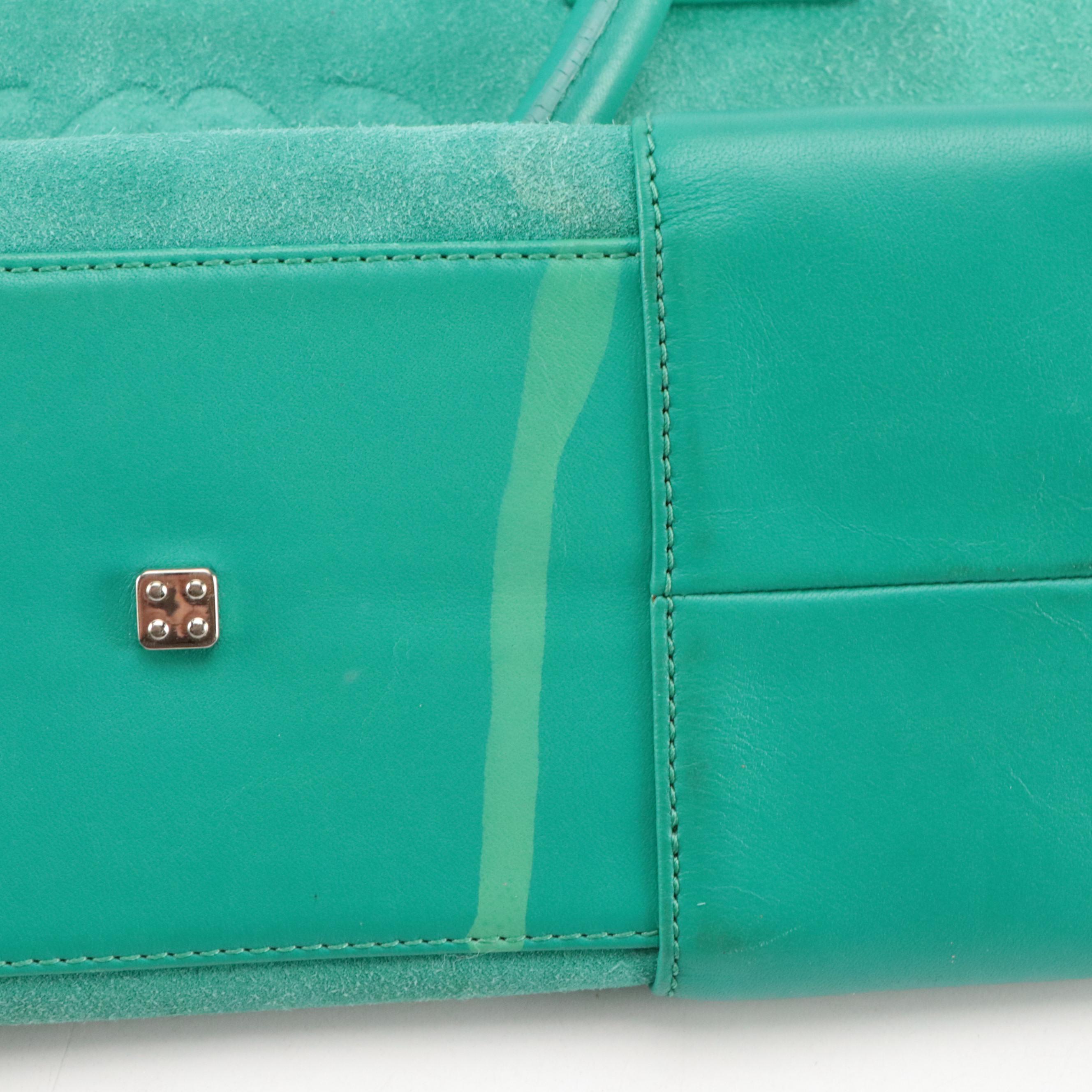 Loewe Amazona 36 Handbag in Soft Teal Blue Suede Leather