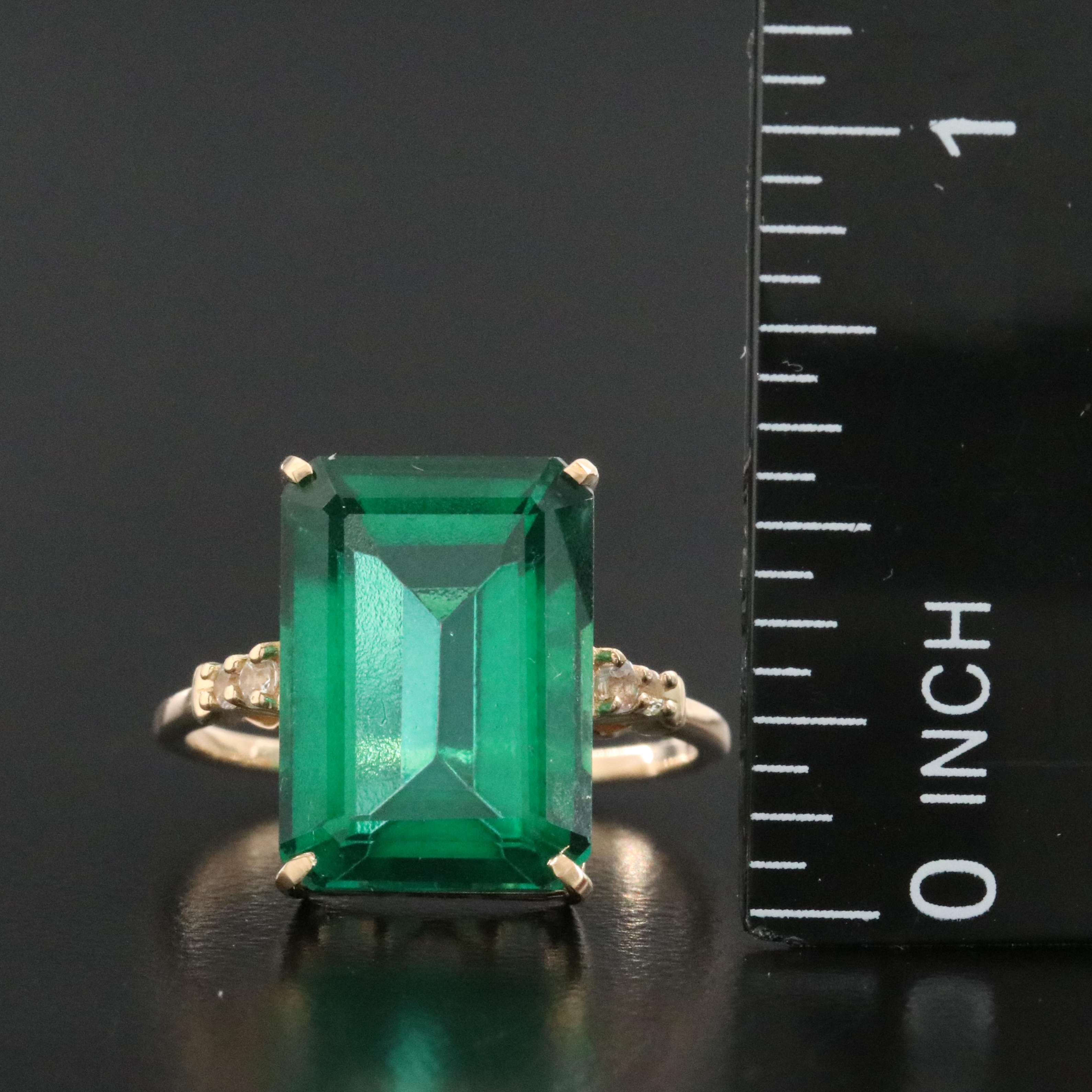 14K Green Topaz and Sapphire Ring