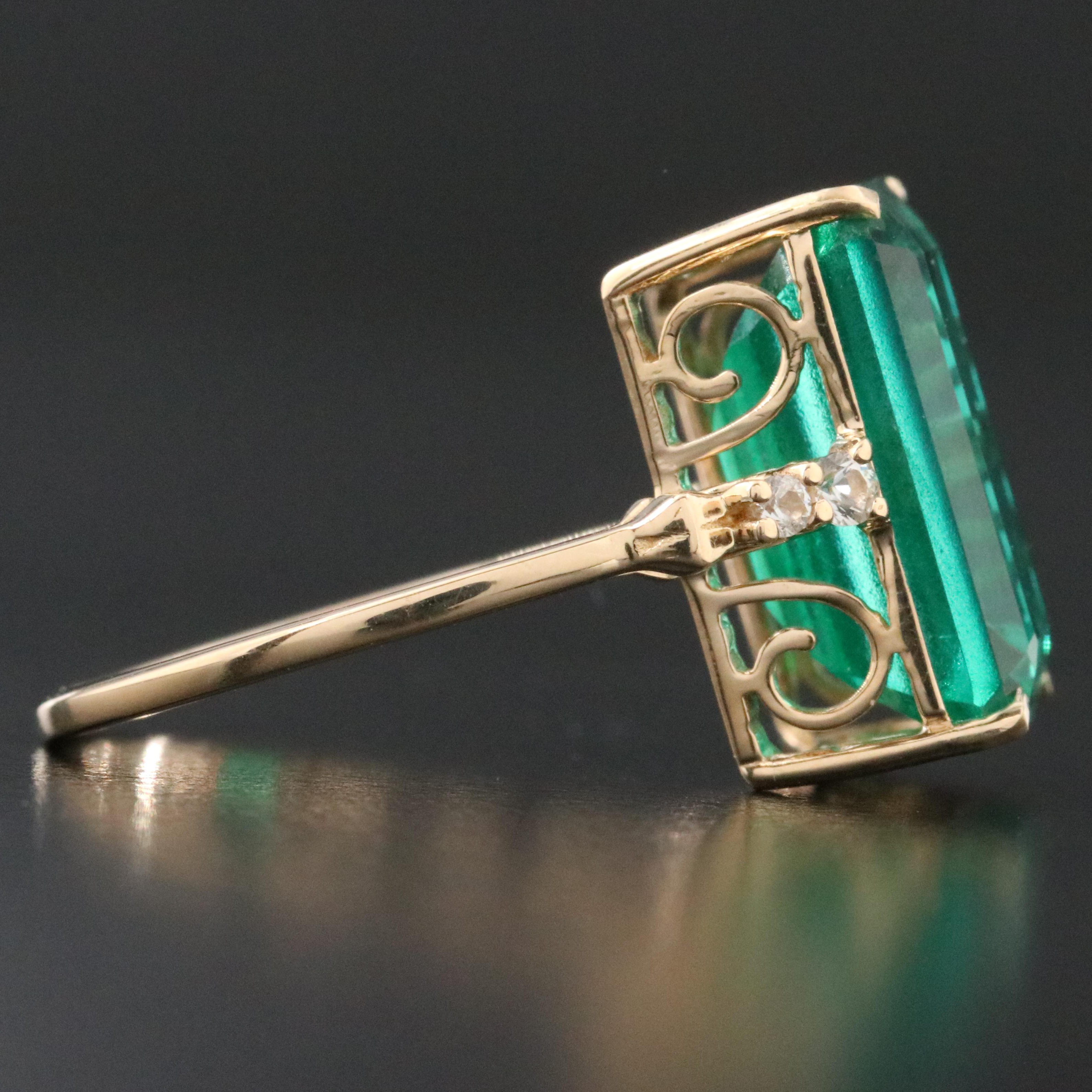 14K Green Topaz and Sapphire Ring