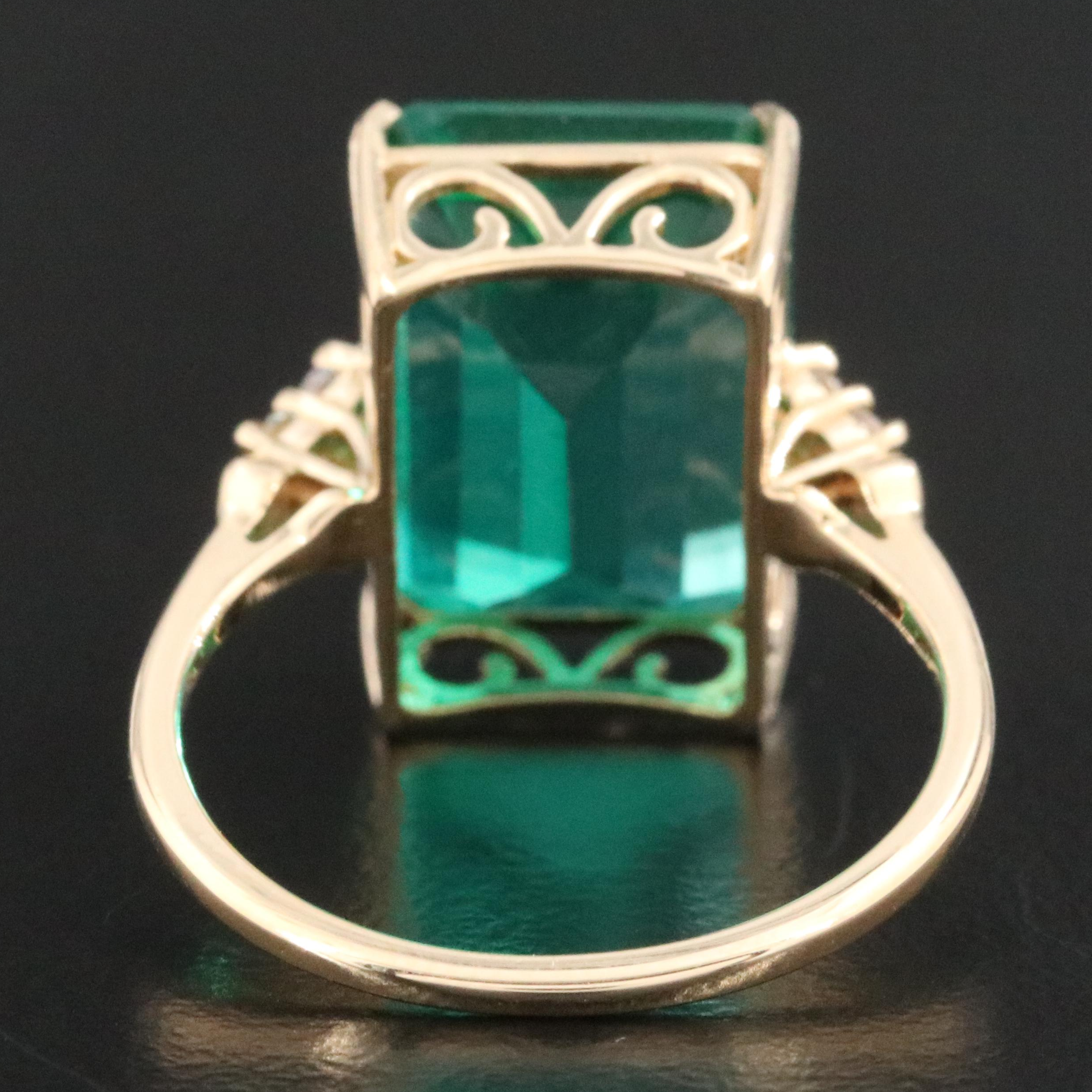 14K Green Topaz and Sapphire Ring