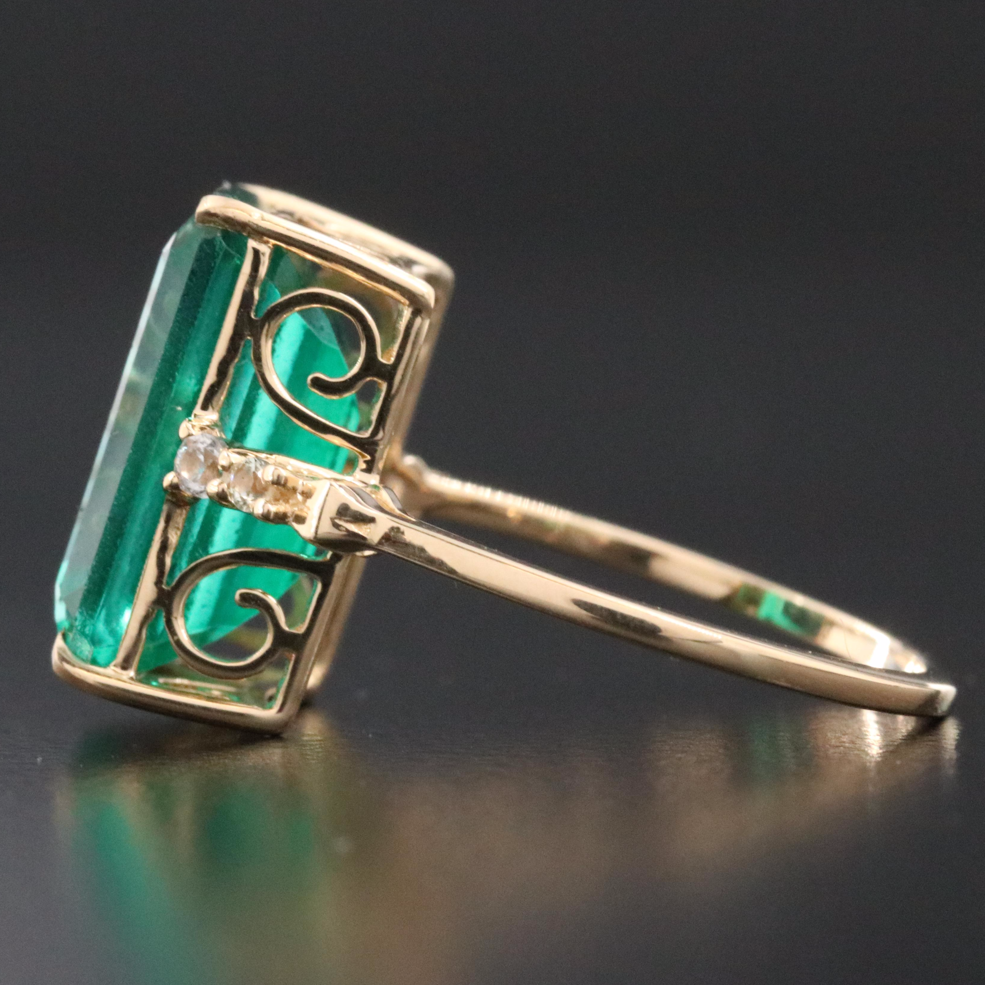 14K Green Topaz and Sapphire Ring