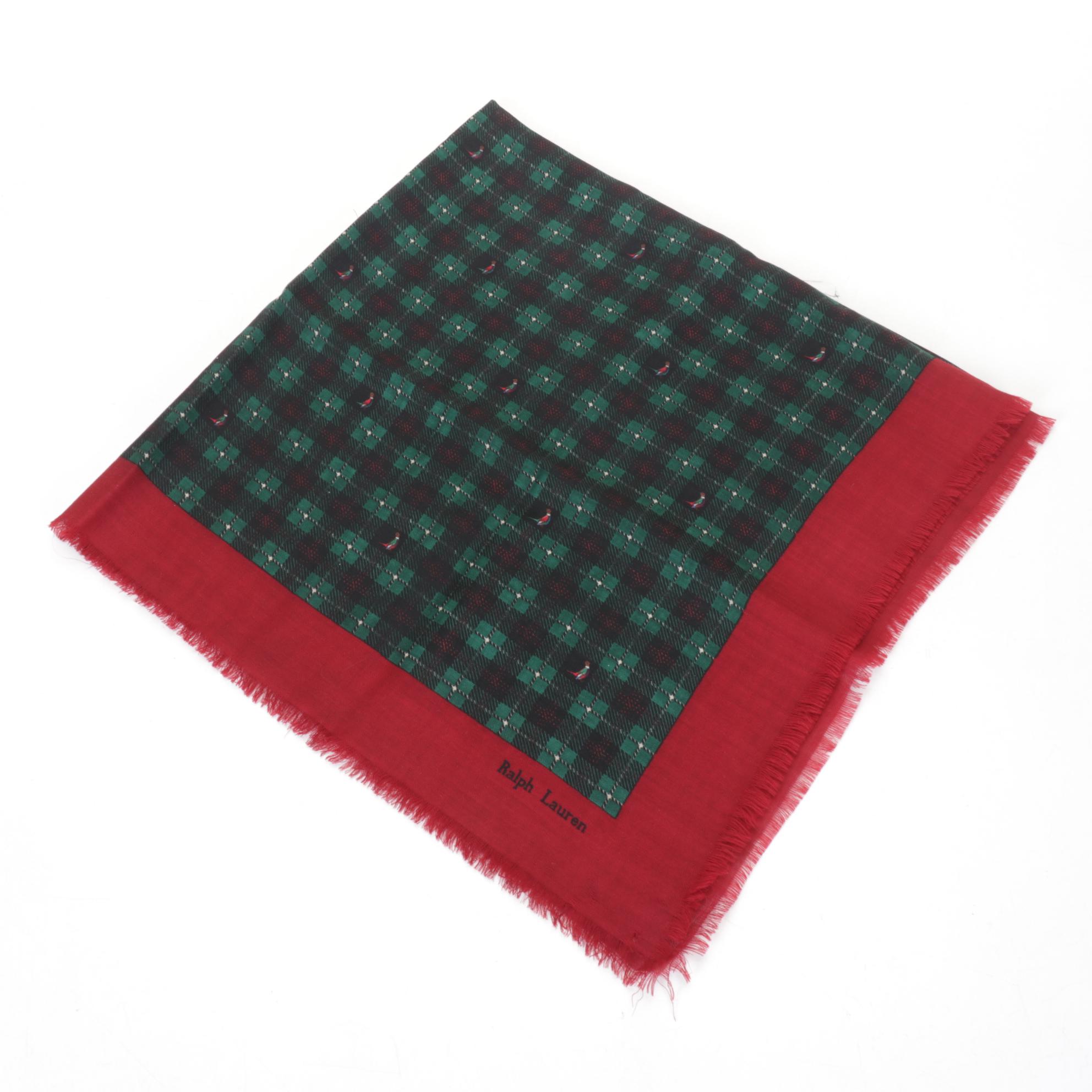 Ralph Lauren Blue Label Wool Plaid Scarf with Echo Silk and More Scarves