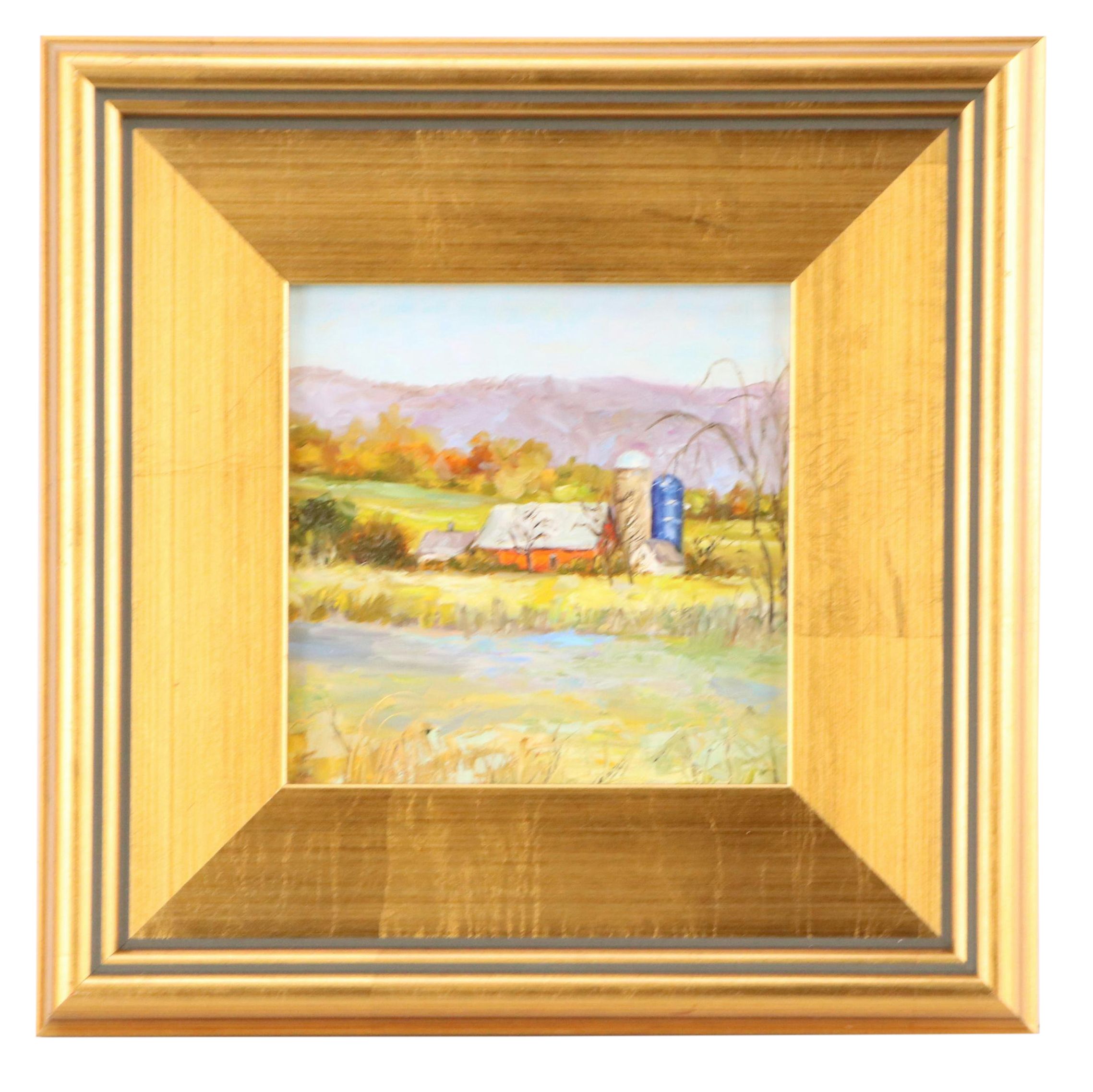 Julia Parabina Rural Landscape Oil Painting "Farm Life," 2024