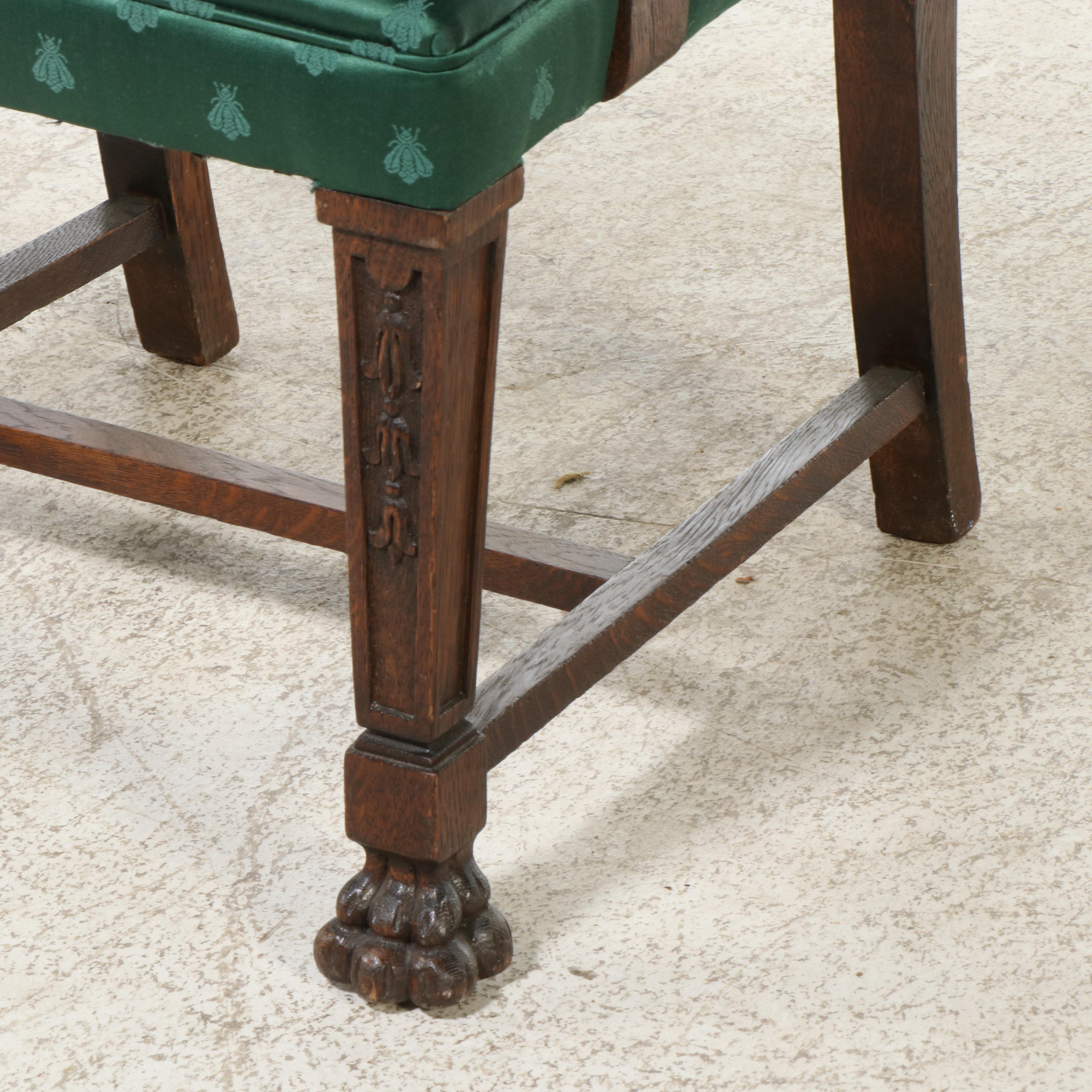 Victorian Renaissance Revival Carved Oak Library Chair, 19th Century